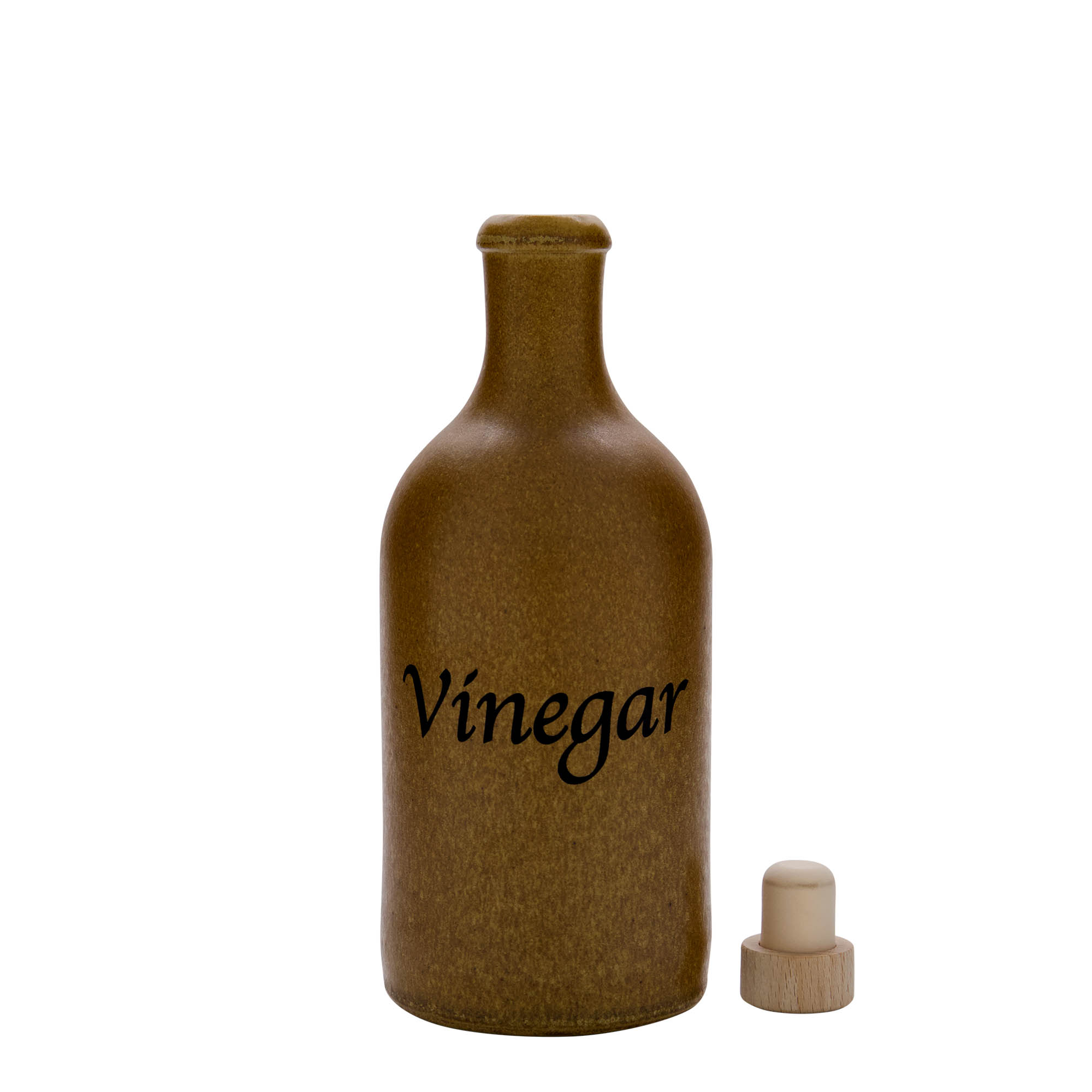 Jarro de barro 500 ml, motivo: Vinagre, grés, castanho-cristal, boca: cortiça Jarro de barro 500 ml, motivo: Vinagre, grés, castanho-cristal, boca: cortiça