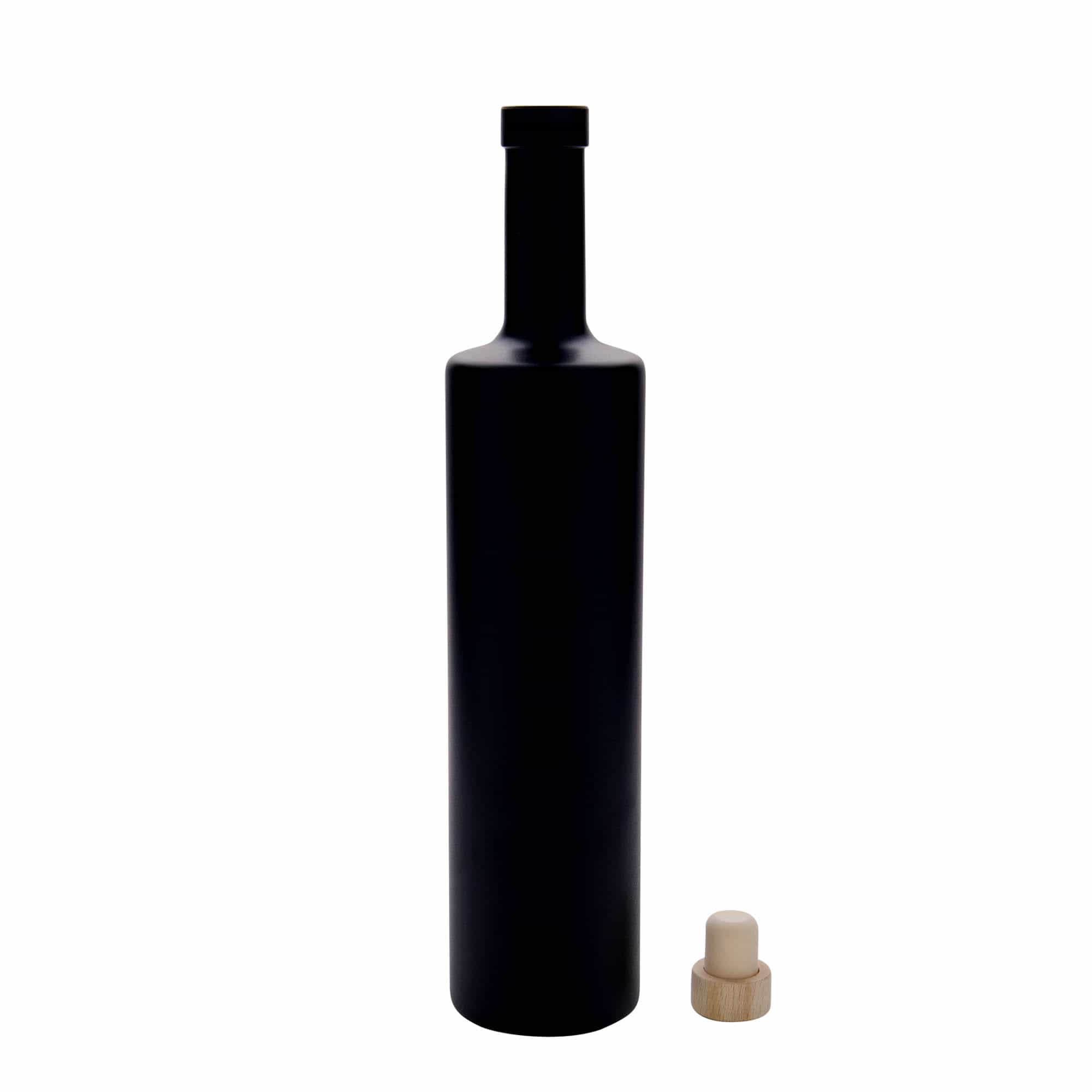 Garrafa de vidro de 700 ml 'Centurio', preta, bocal: cortiça