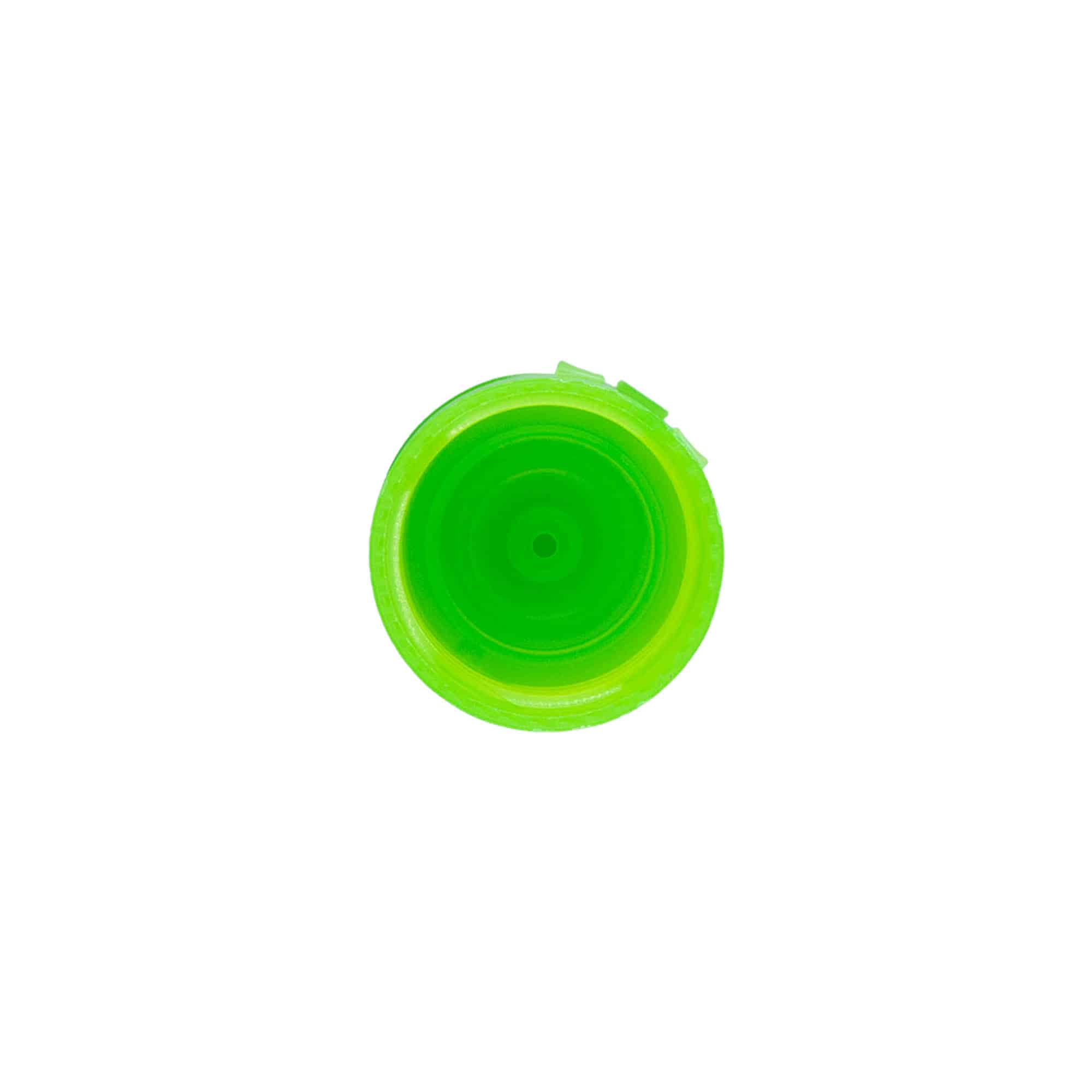 Tampa de rosca com dobradiça, plástico PP, verde, para boca: 24/410