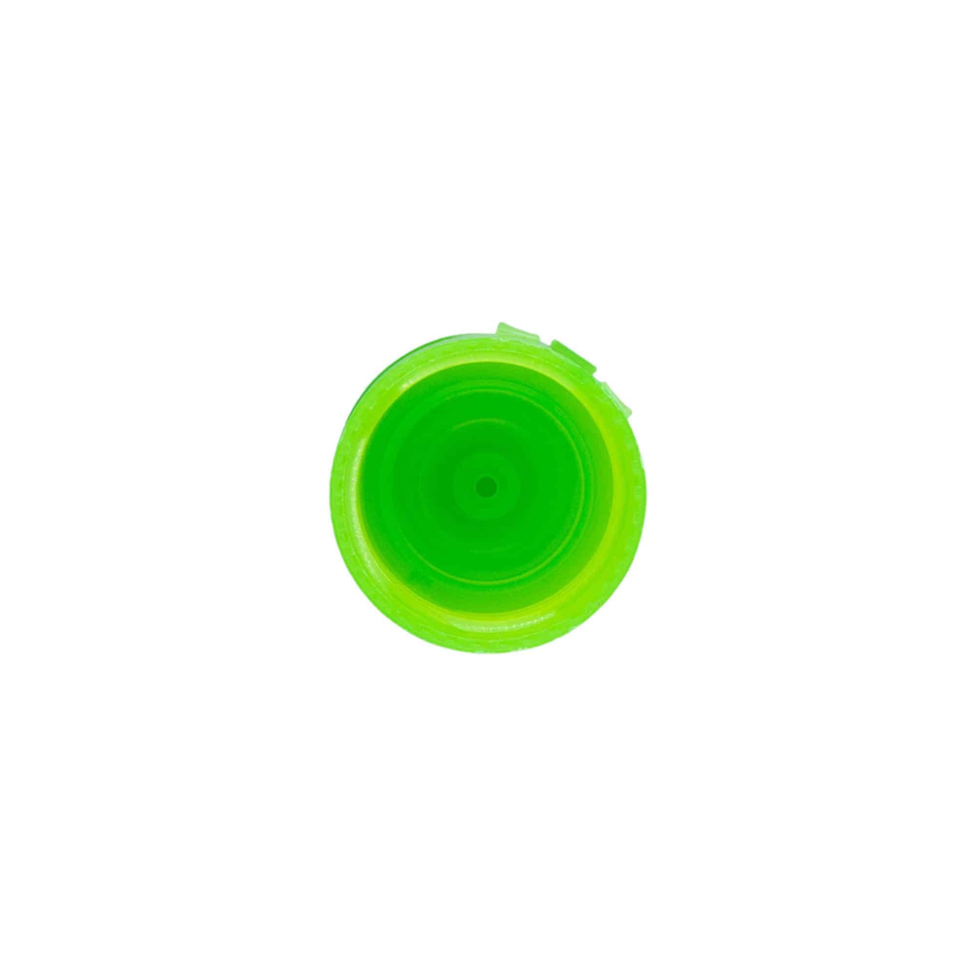 Tampa de rosca com dobradiça articulada, plástico PP, verde, para bocal: 24/410 Tampa de rosca com dobradiça articulada, plástico PP, verde, para bocal: 24/410