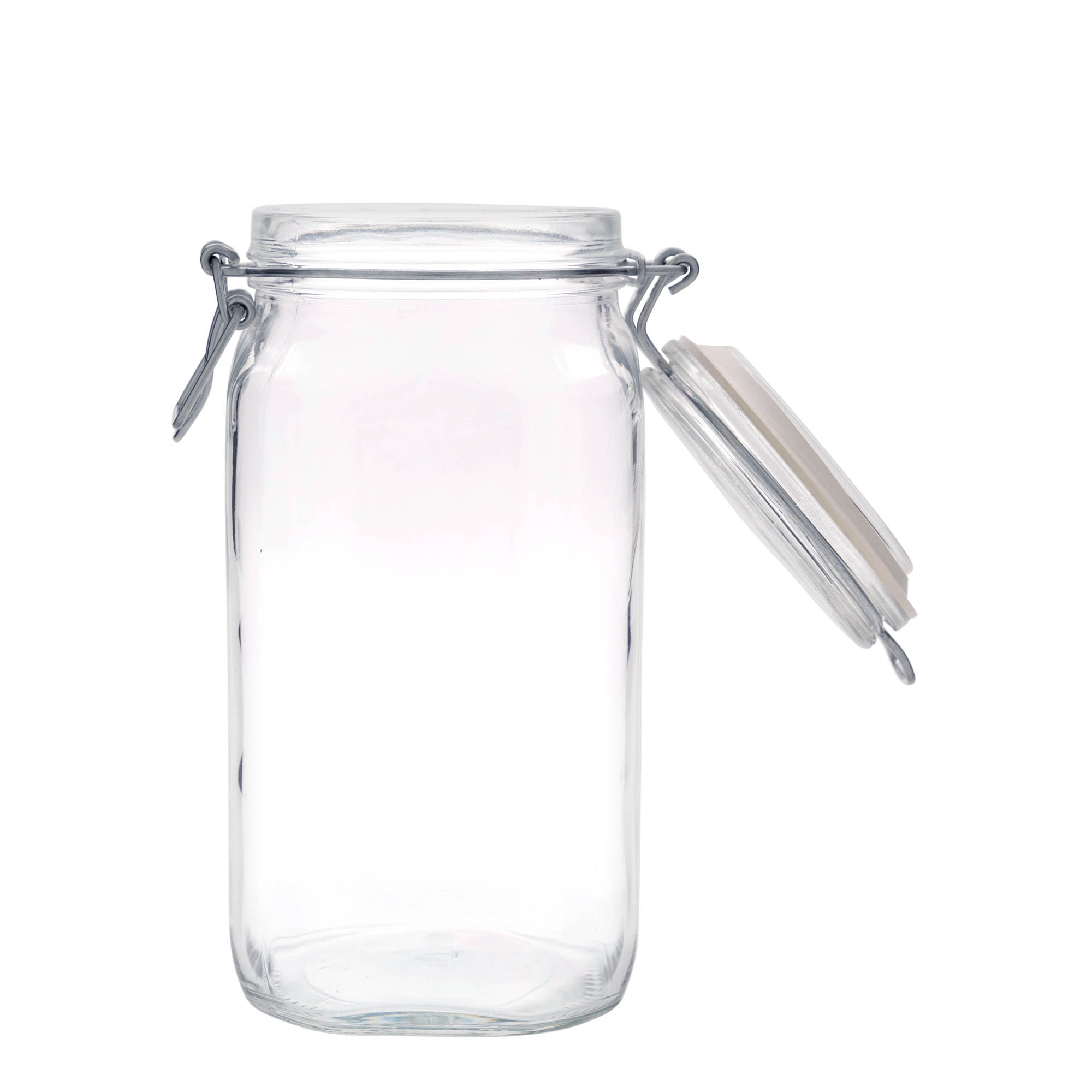 1.500 ml frasco de vidro com fecho de mola 'Fido', quadrado, boca: fecho de mola