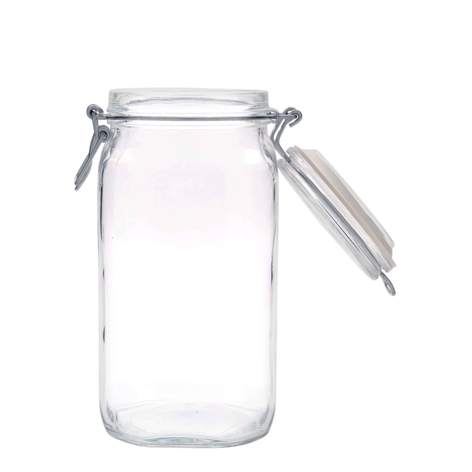 1.500 ml frasco de vidro com fecho de mola 'Fido', quadrado, boca: fecho de mola