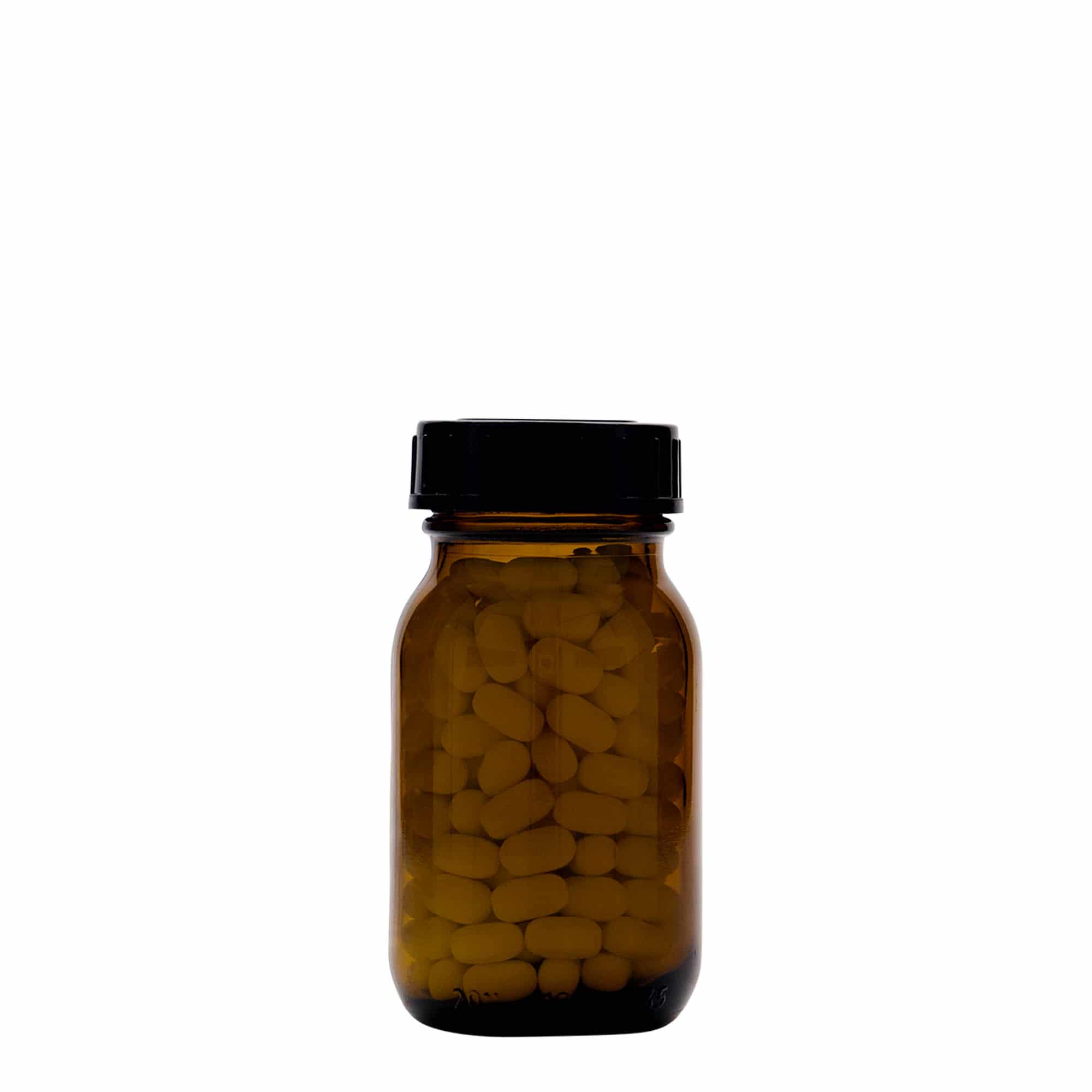 Frasco de pescoço largo 100 ml, castanho, boca: DIN 40