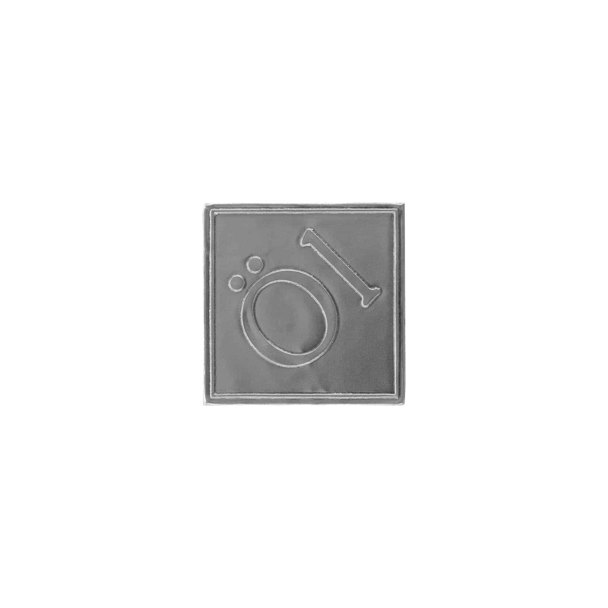 Etiqueta de estanho 'Óleo', quadrada, metal, prateado Etiqueta de estanho 'Óleo', quadrada, metal, prateado