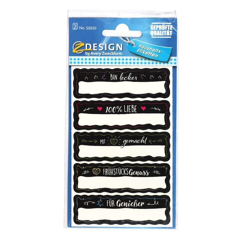 Zweckform Etiquetas 'Feito à Mão', retangular, papel, preto