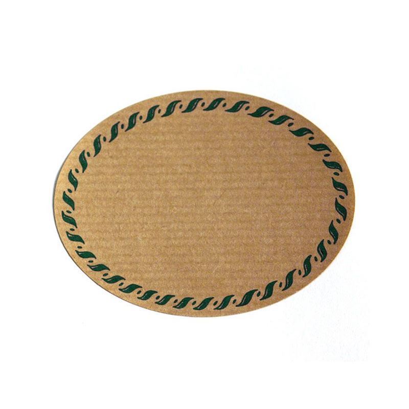 Etiqueta natural 'Kordelrand', oval, papel, verde-castanho