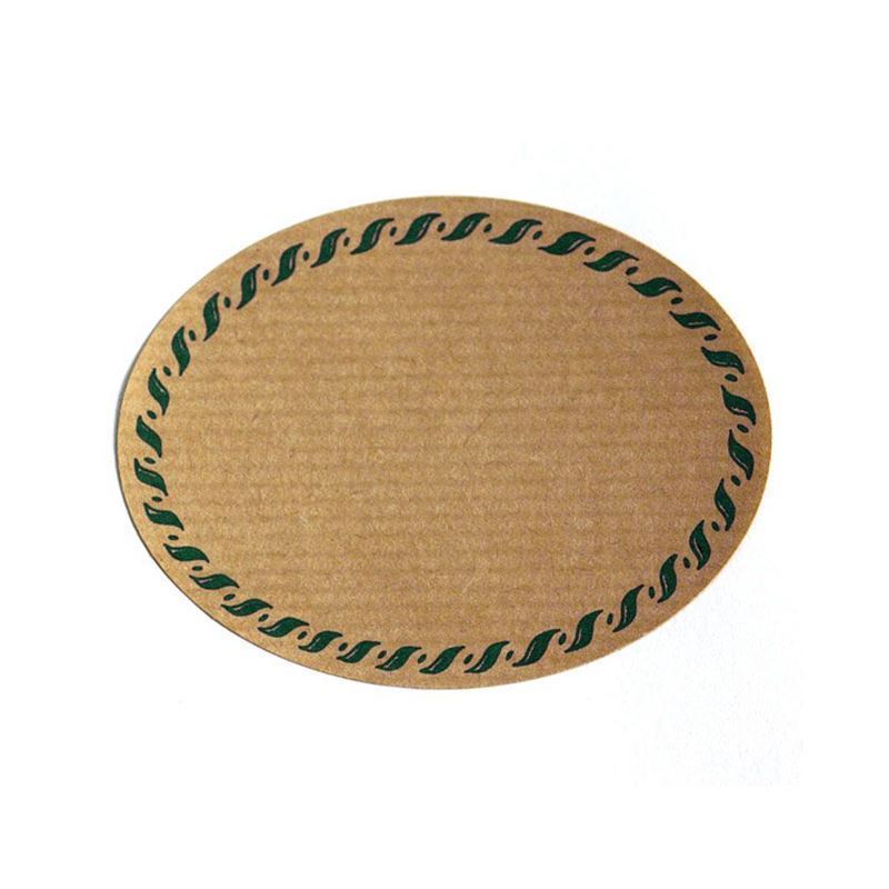 Etiqueta natural 'Borda de cordão', oval, papel, verde-marrão