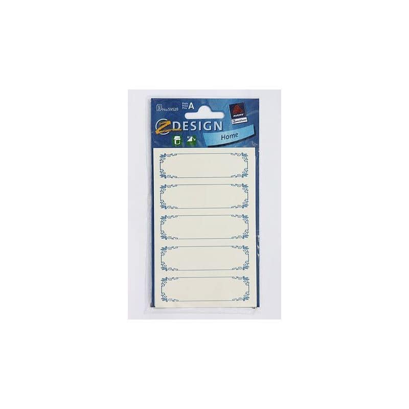 Etiquetas com formas 'Moldura azul', retangular, papel, branco-azul Etiquetas com formas 'Moldura azul', retangular, papel, branco-azul