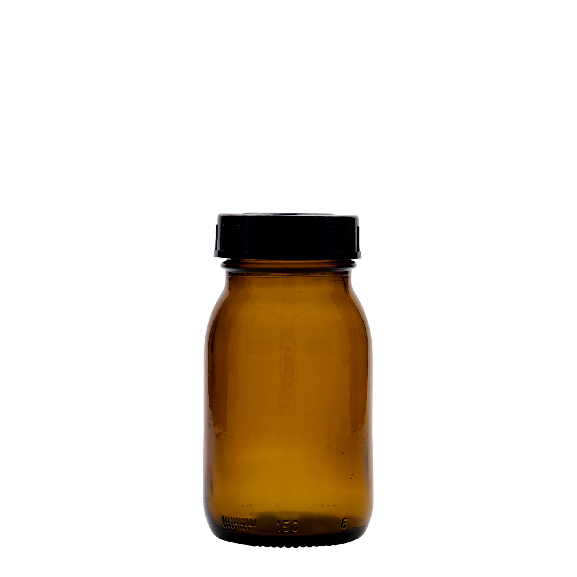 Frasco de boca larga de 150 ml, castanho, boca: DIN 45