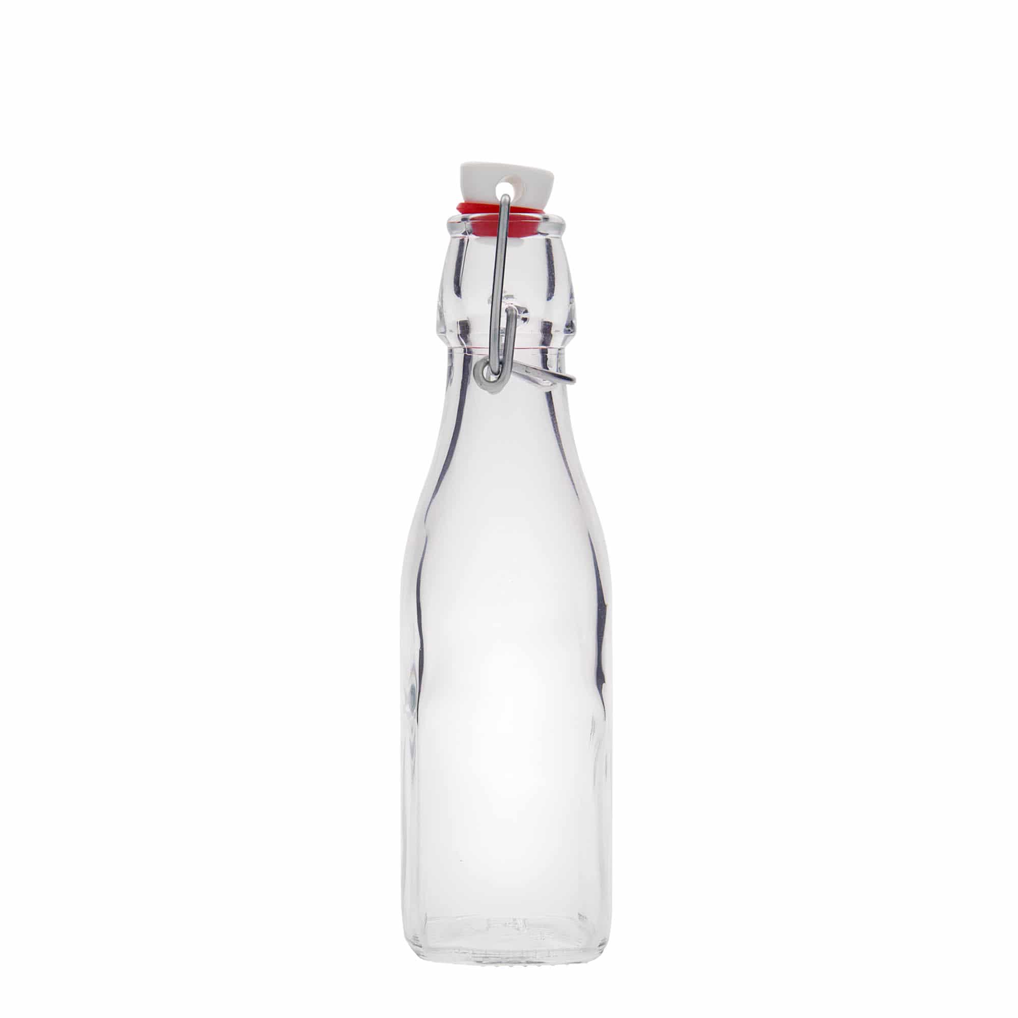 Garrafa de vidro 250 ml 'Swing, quadrada, boca: fecho de mola'