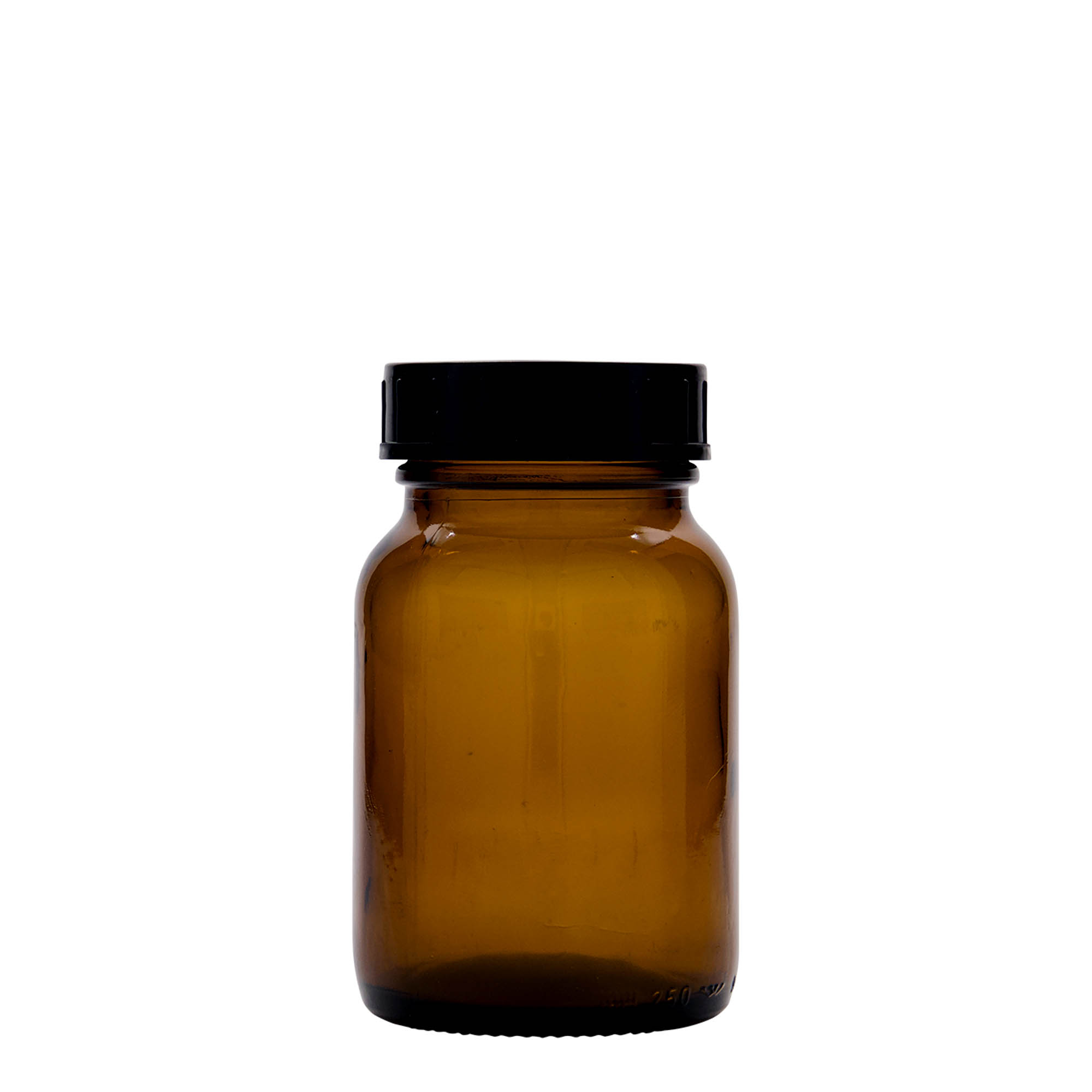250 ml Frasco de boca larga, castanho, vidro, boca: DIN 55