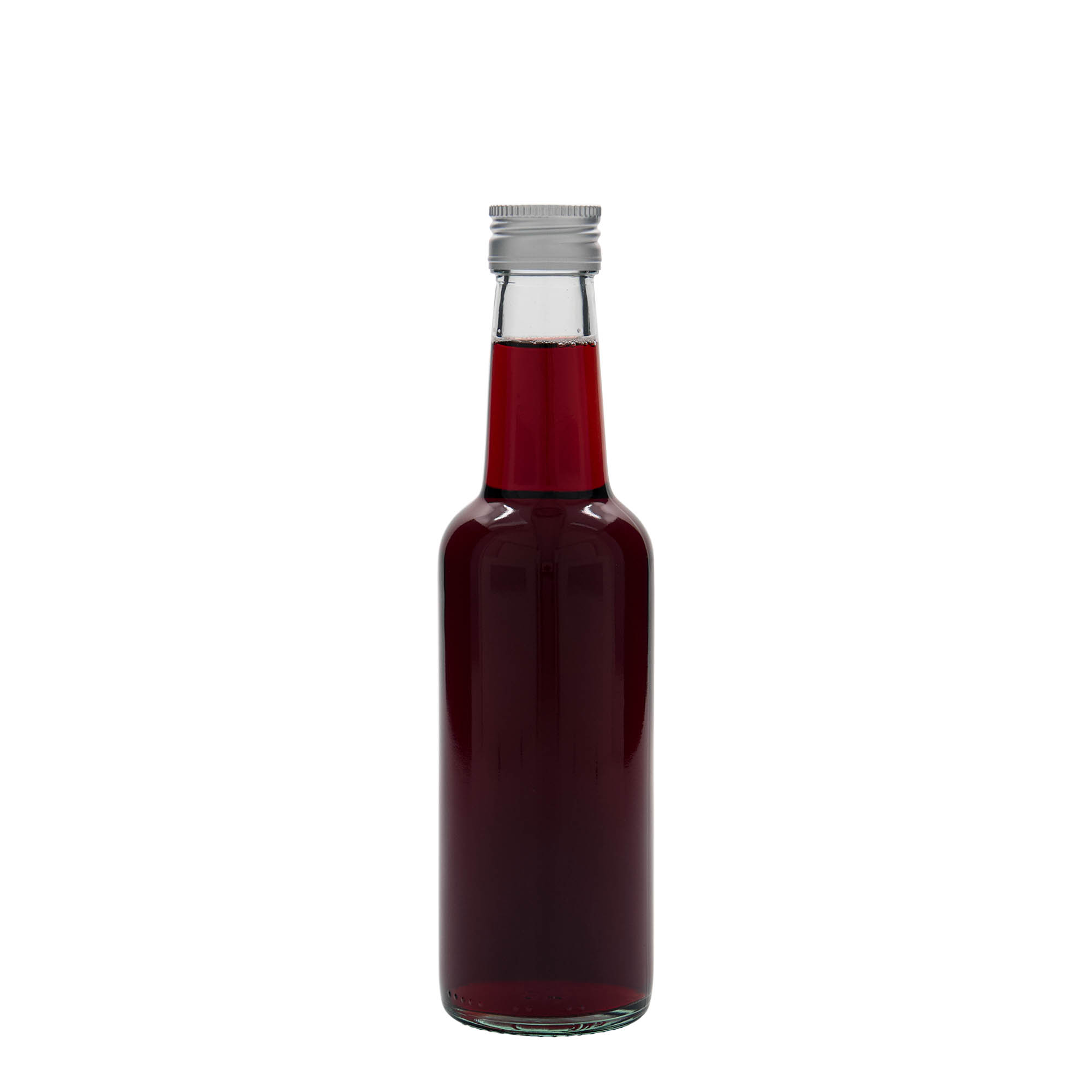 Frasco de vidro de 250 ml, pescoço reto, boca: PP 28 Frasco de vidro de 250 ml, pescoço reto, boca: PP 28