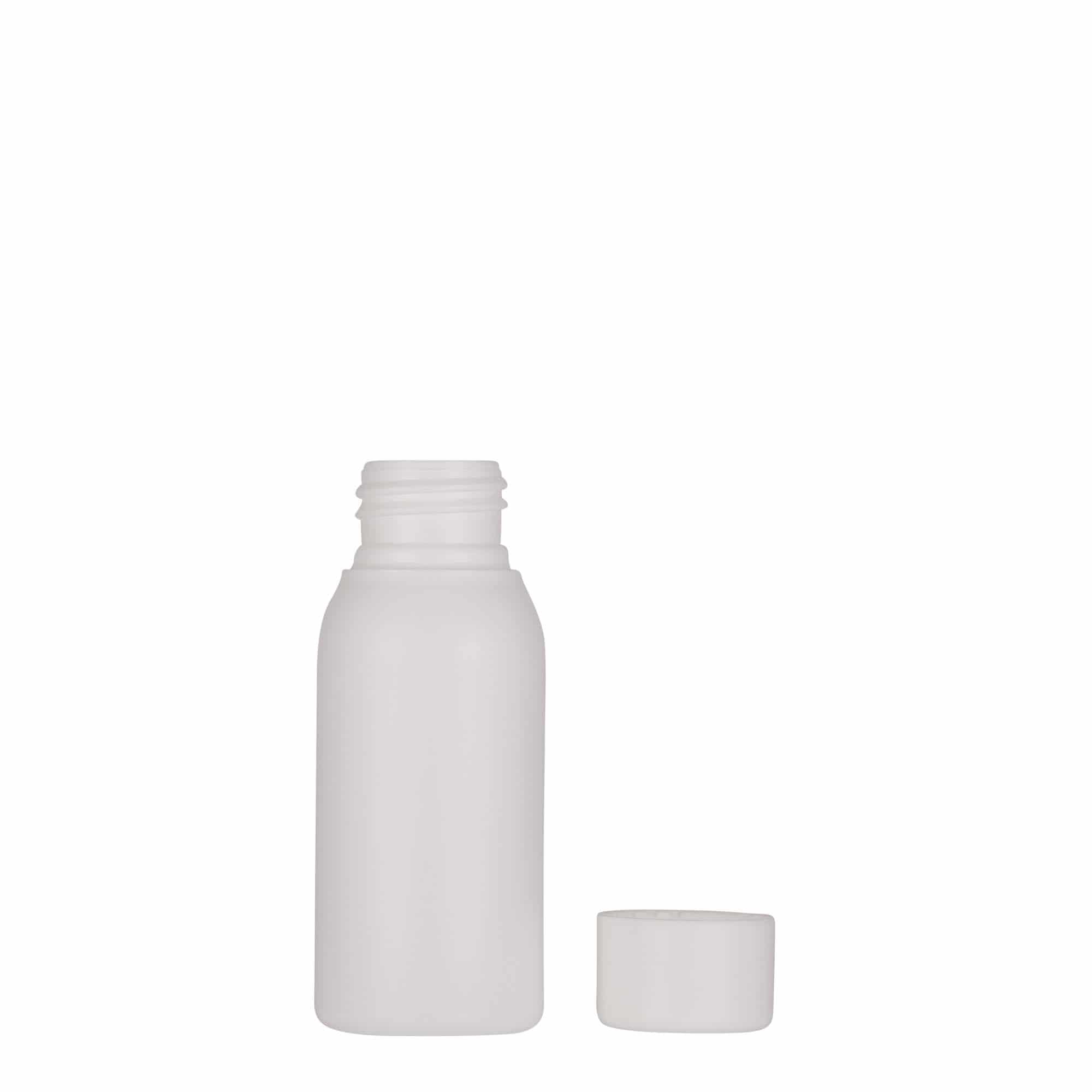 Frasco de plástico de 50 ml 'Tuffy', HDPE, branco, gargalo: 24/410