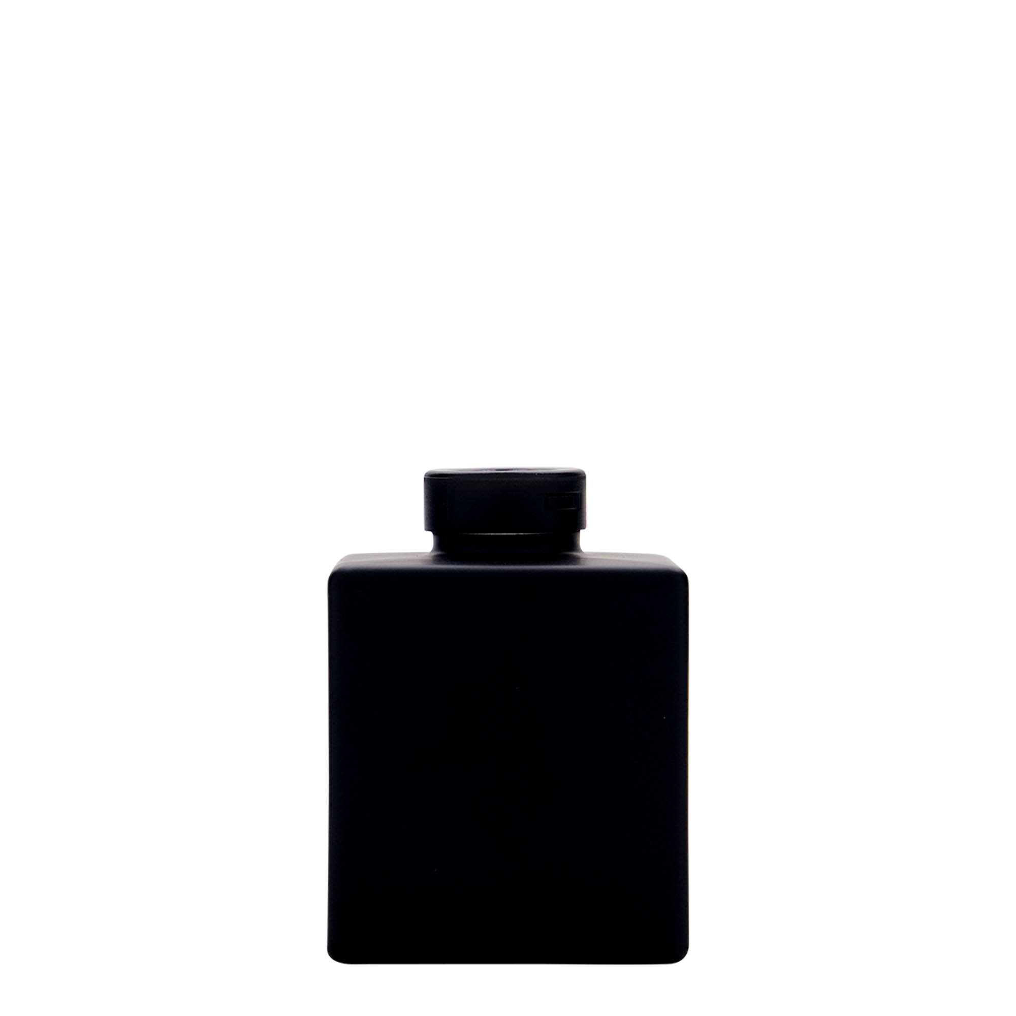 Frasco de vidro de 100 ml 'Cube', quadrado, preto, boca: cortiça Frasco de vidro de 100 ml 'Cube', quadrado, preto, boca: cortiça
