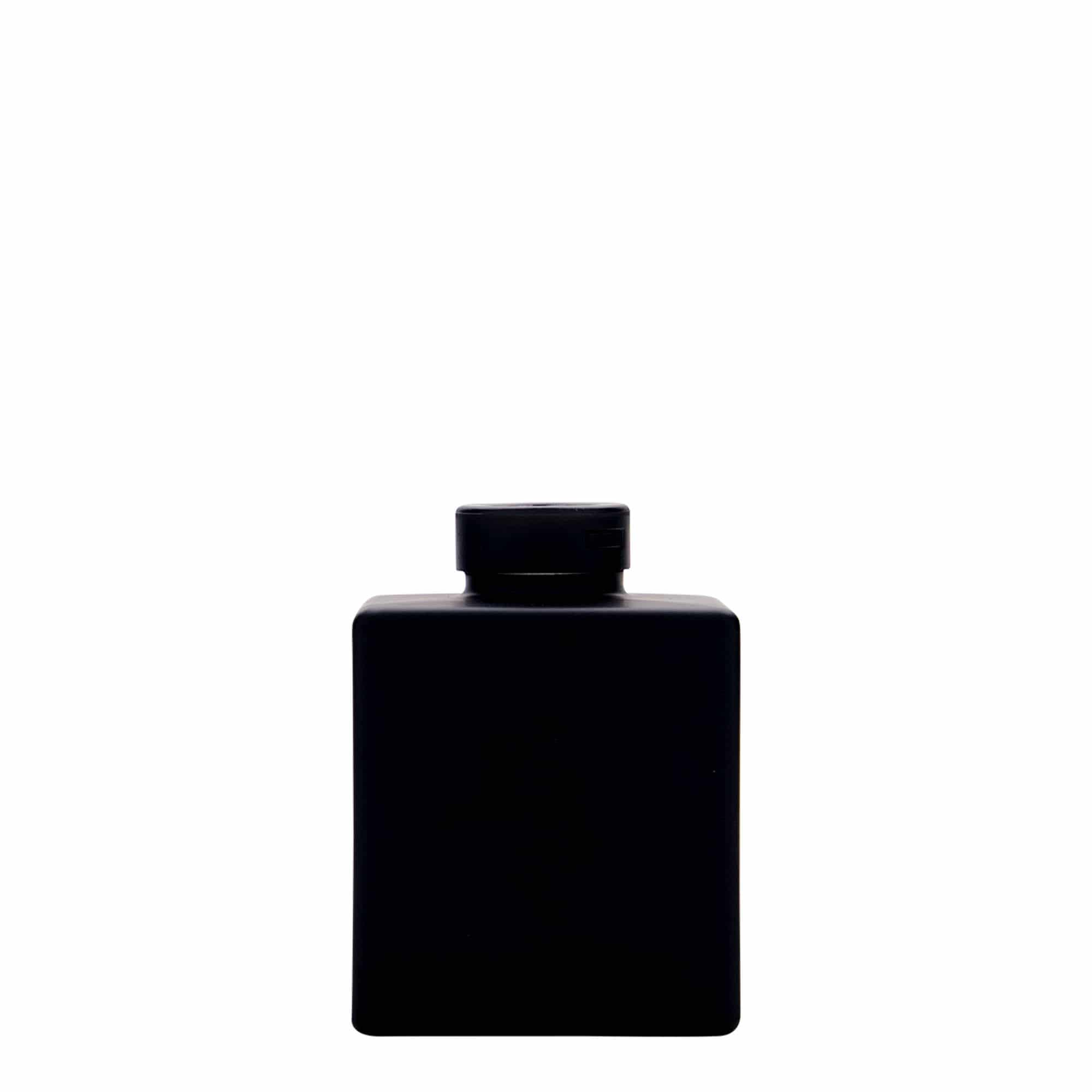 Frasco de vidro de 100 ml 'Cube', quadrado, preto, boca: cortiça
