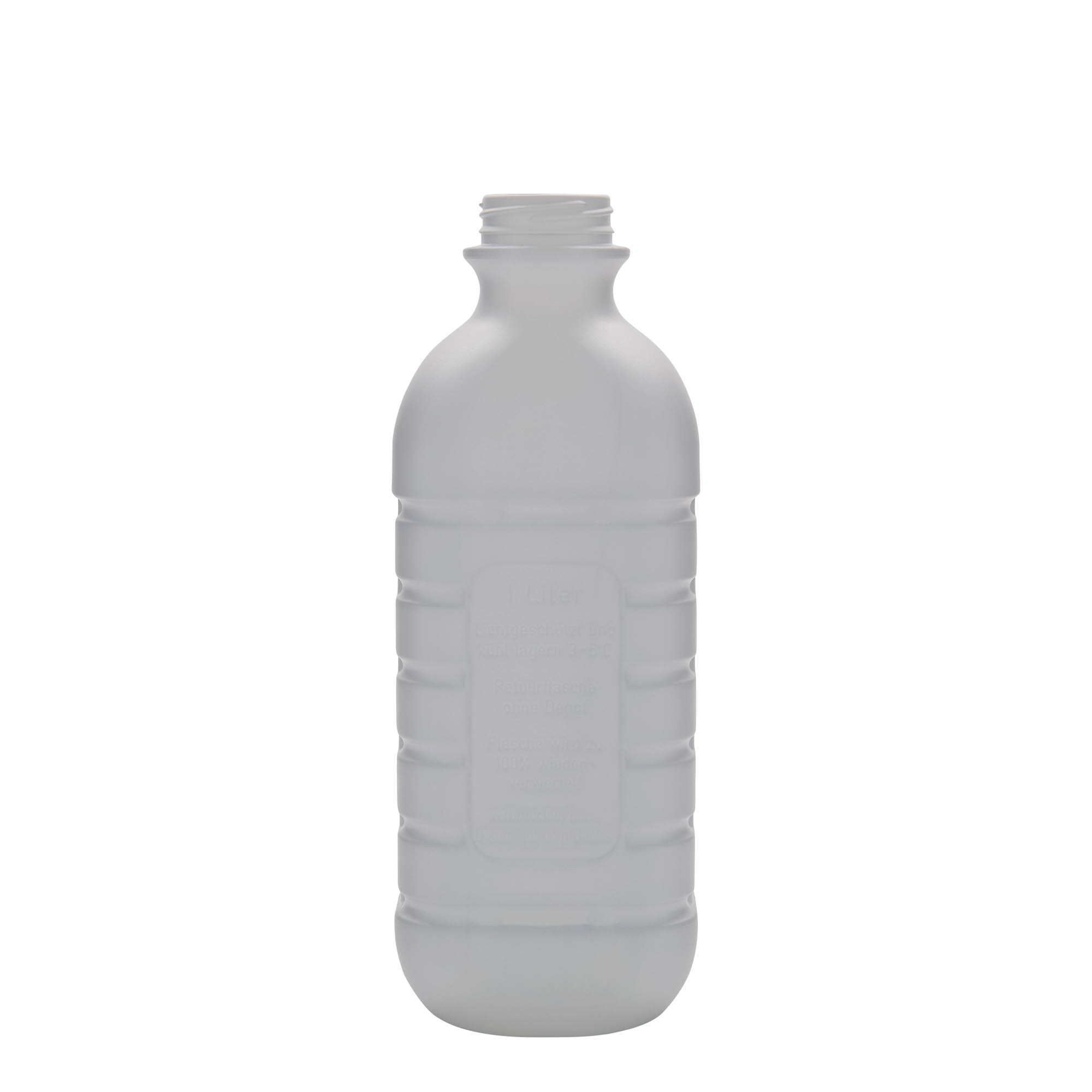 1.000 ml garrafa de leite, retangular, plástico HDPE, branca, abertura: PEHD40