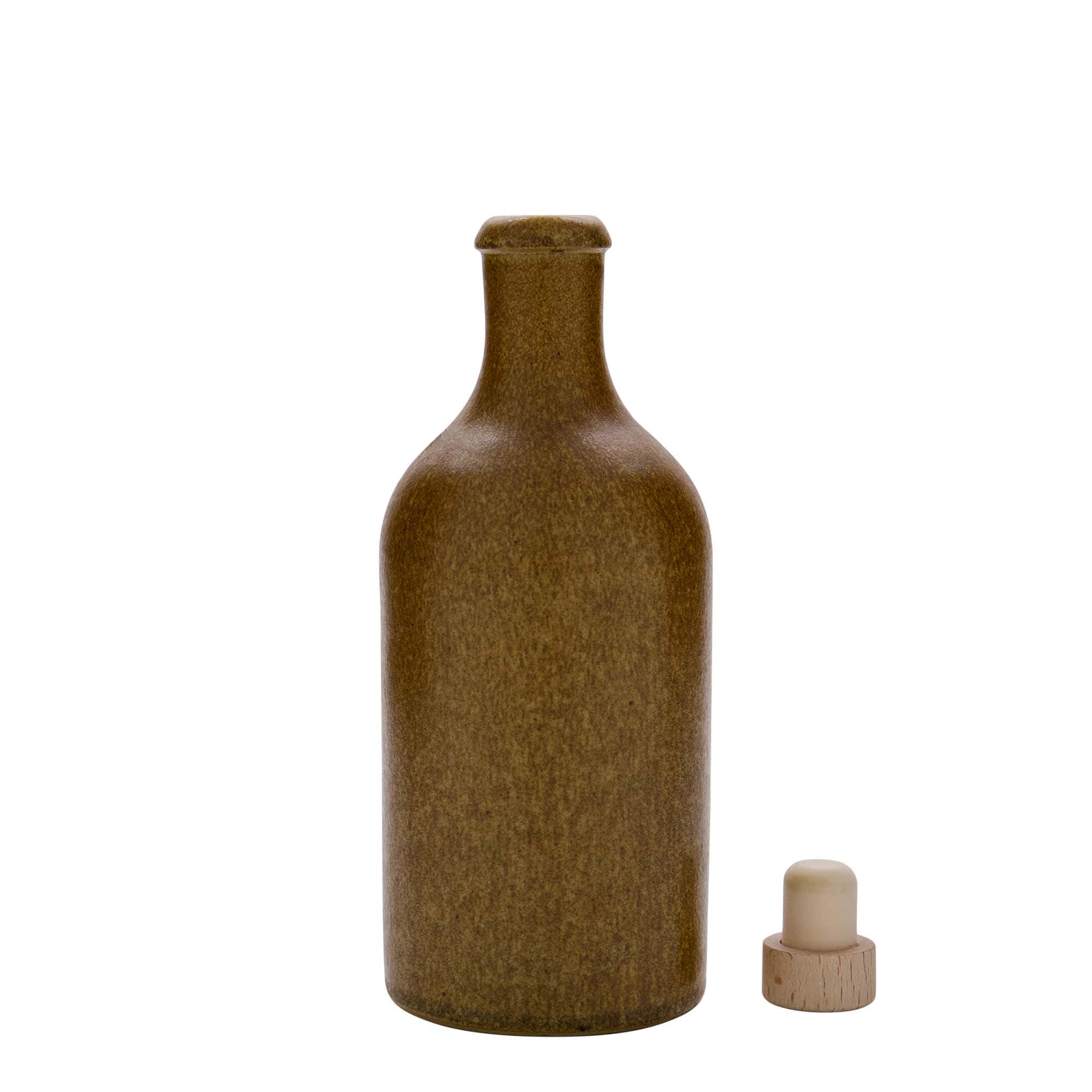 Jarro de barro 500 ml, grés, castanho-cristal, boca: cortiça