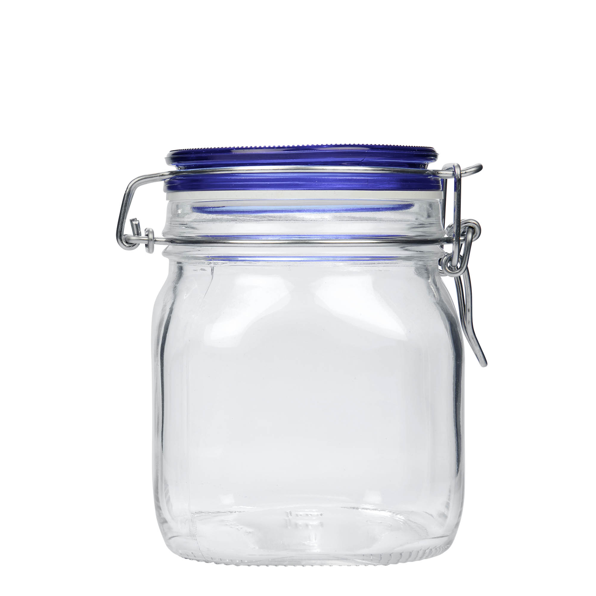750 ml frasco com fecho de arame 'Fido' tampa azul, quadrado, boca: fecho de arame 750 ml frasco com fecho de arame 'Fido' tampa azul, quadrado, boca: fecho de arame