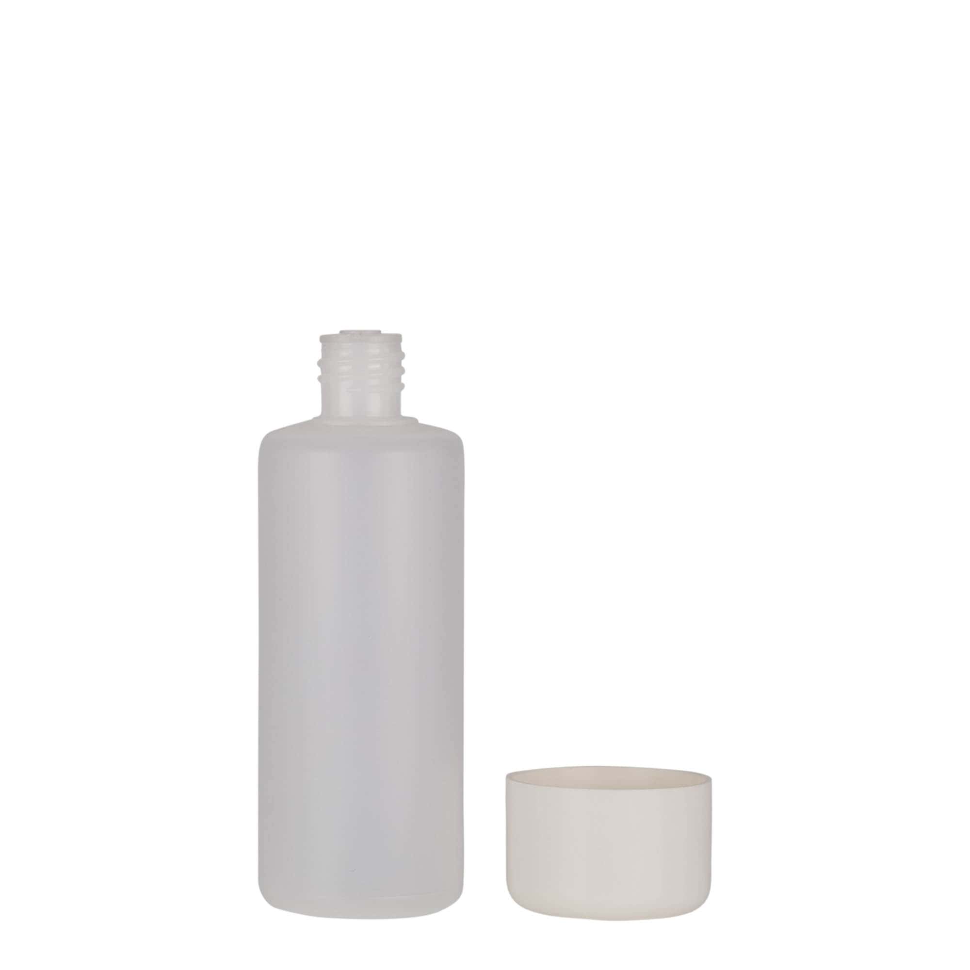 Frasco redondo de 100 ml, plástico PE, natural, boca: tampa de rosca