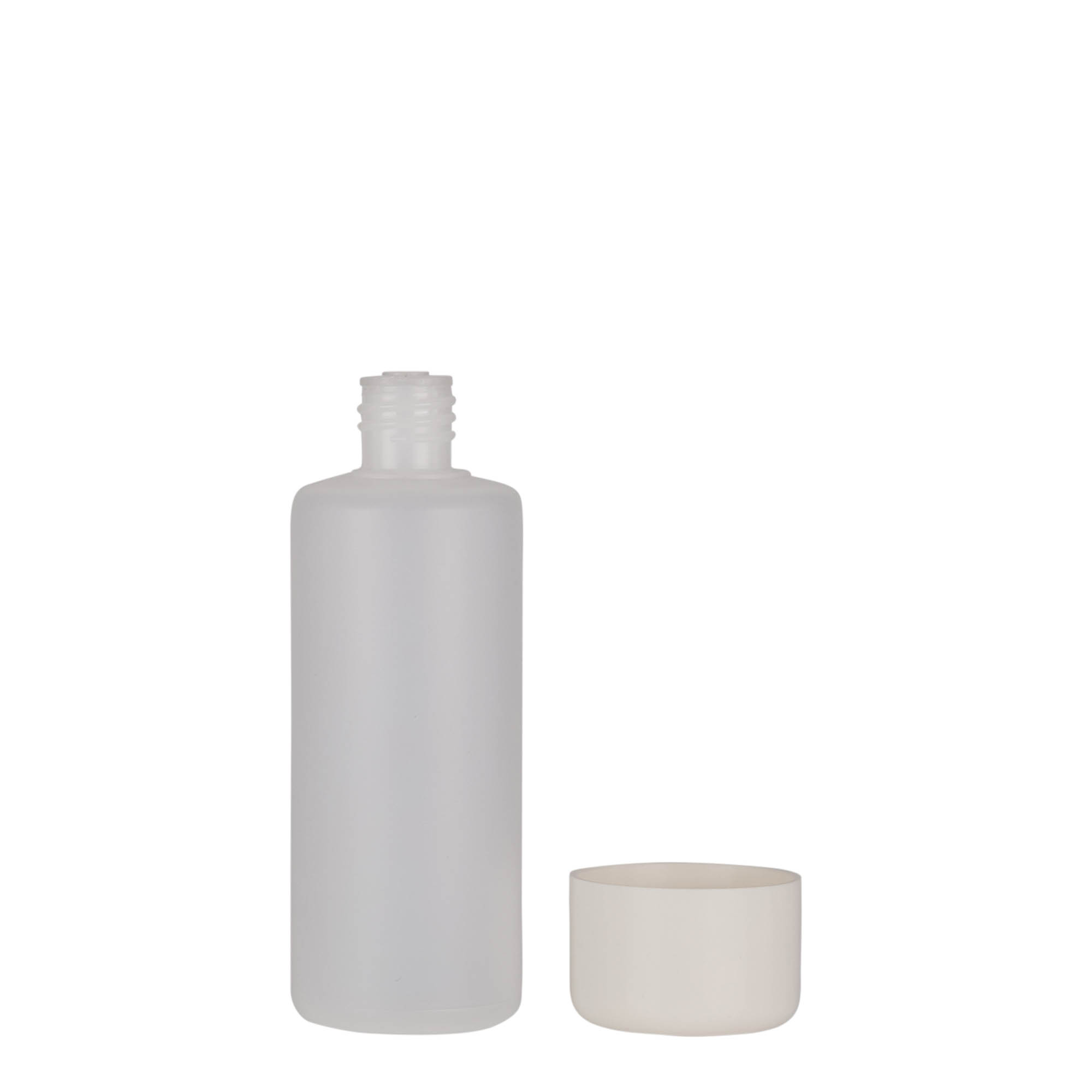 Frasco redondo de 100 ml, plástico PE, natural, boca: tampa de rosca Frasco redondo de 100 ml, plástico PE, natural, boca: tampa de rosca
