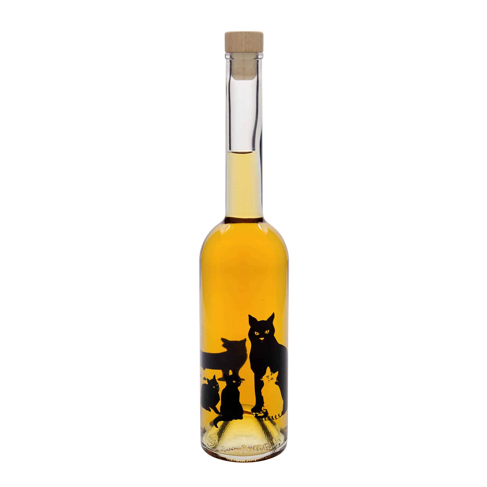 Garrafa de vidro de 500 ml 'Ópera', motivo: gatos, boca: cortiça