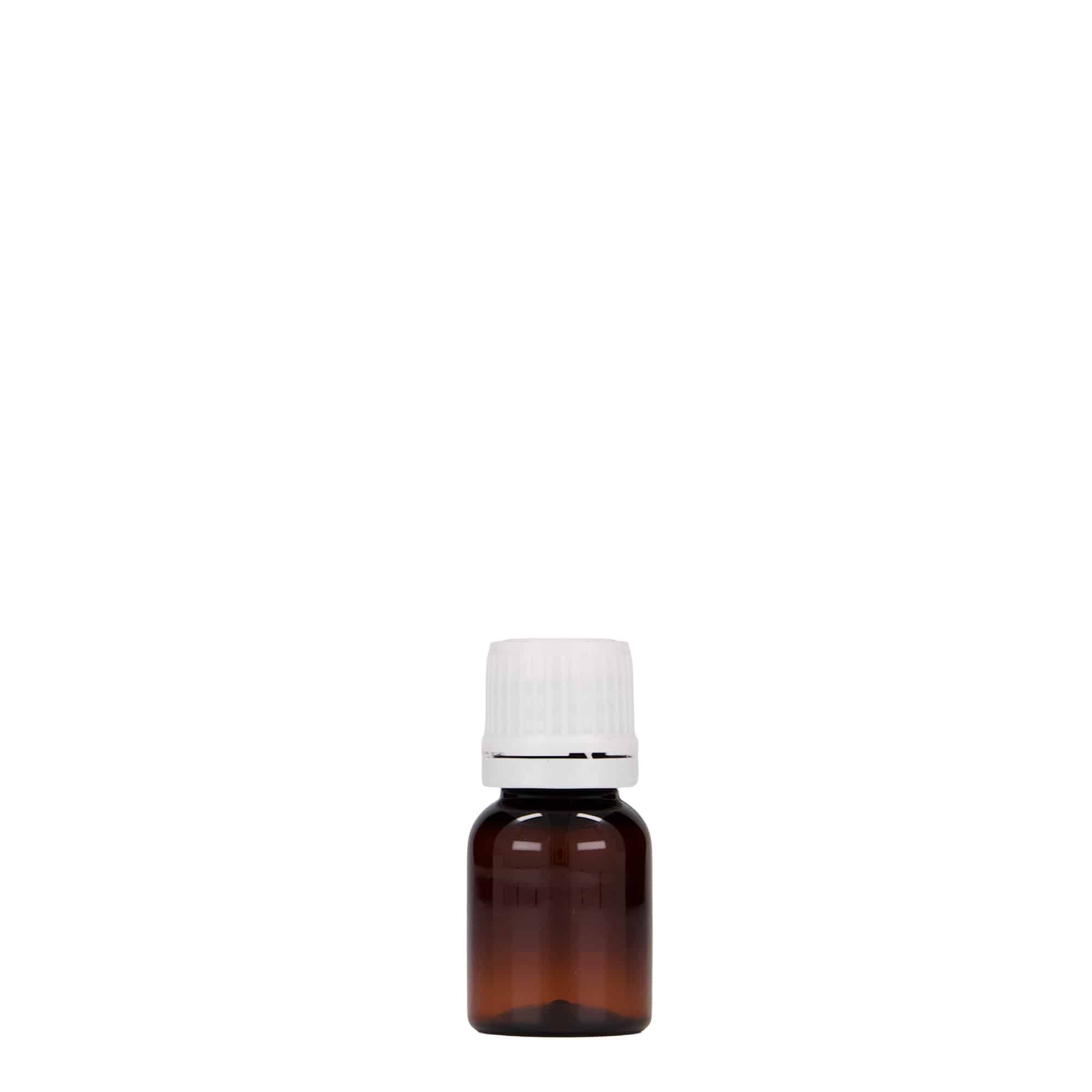10 ml Frasco de medicamentos PET 'Easy Living', castanho, plástico, boca: DIN 18