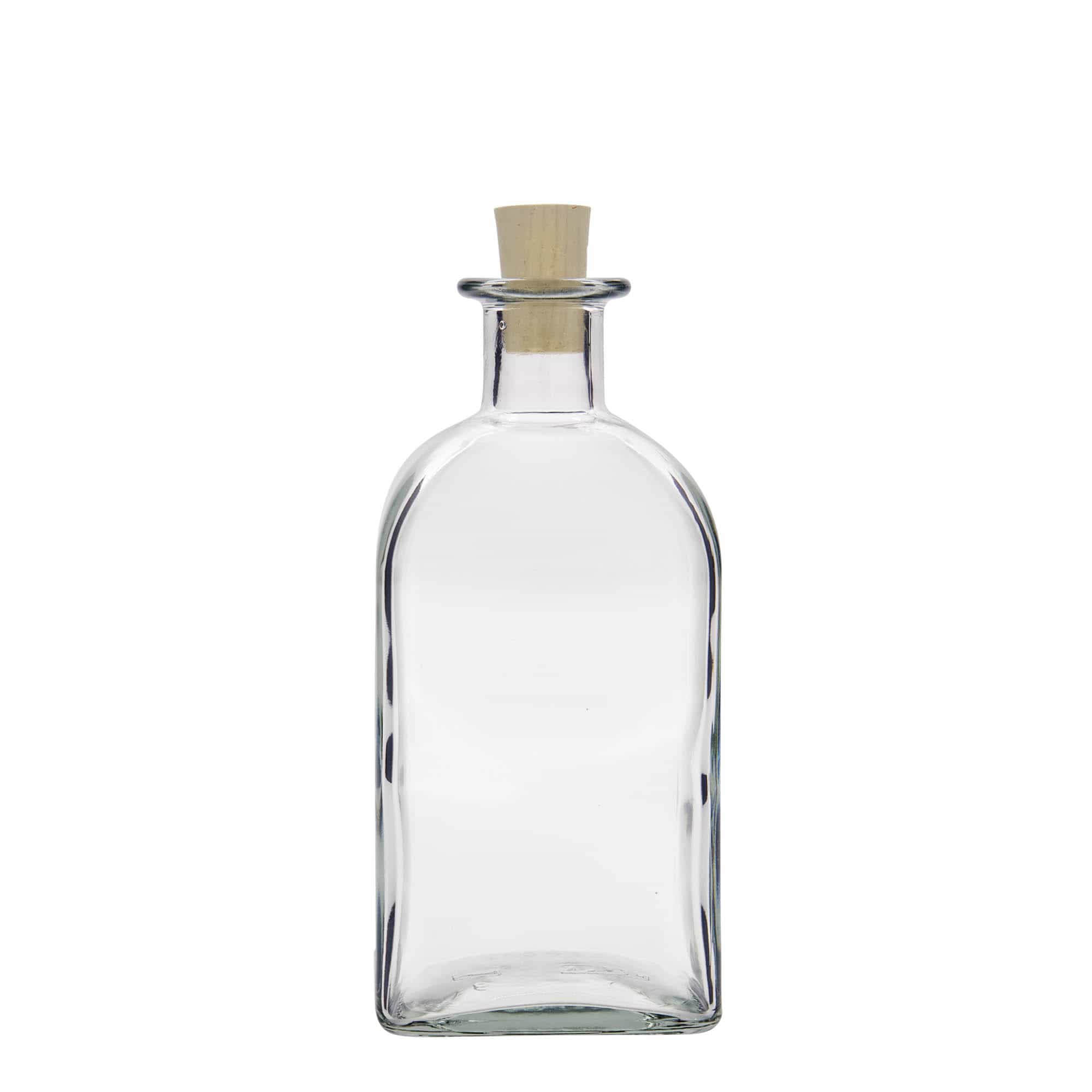 Frasco de vidro de 500 ml Apotheker Carré, quadrado, abertura: cortiça