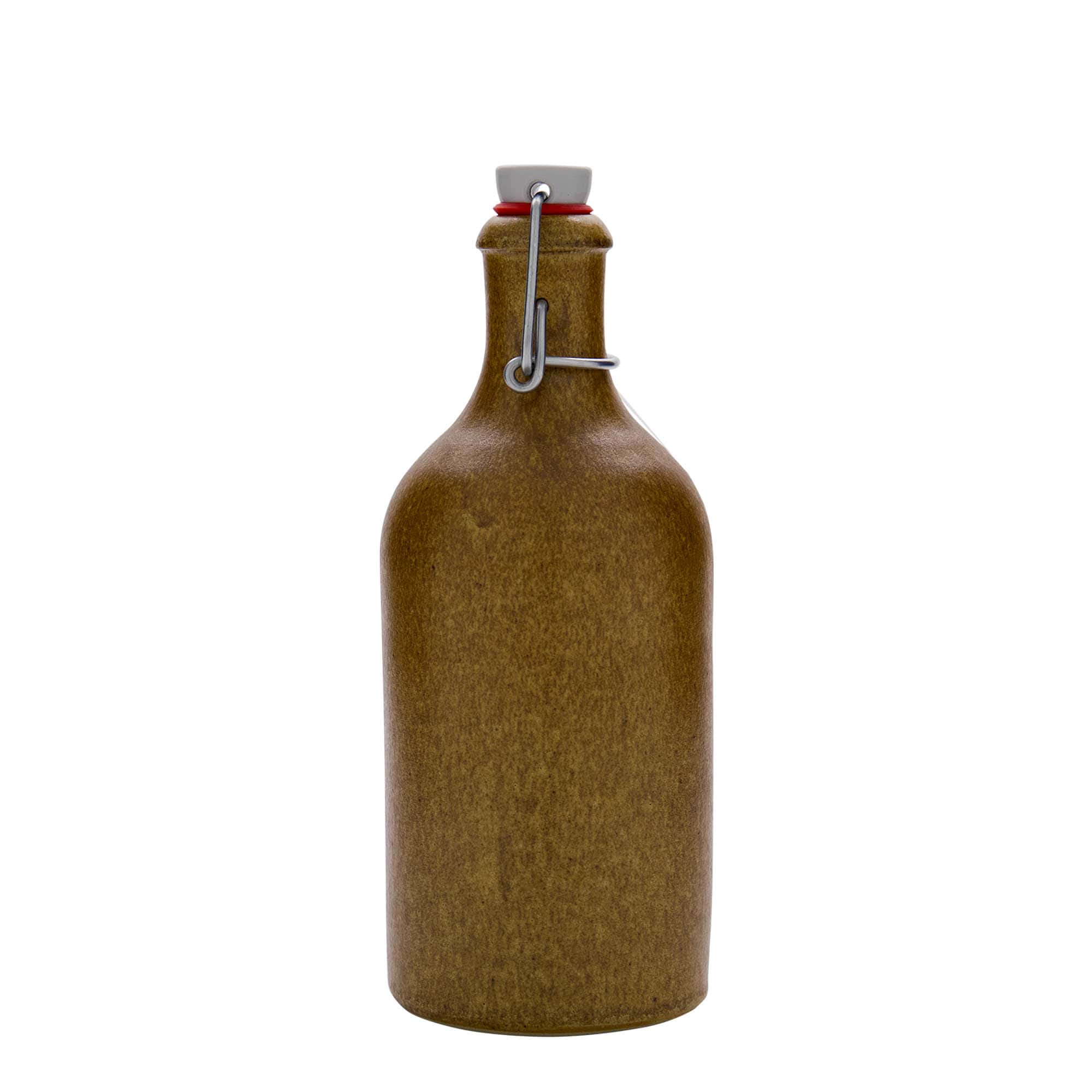 Jarro de barro 500 ml, grés, castanho-cristal, boca: fecho de mola