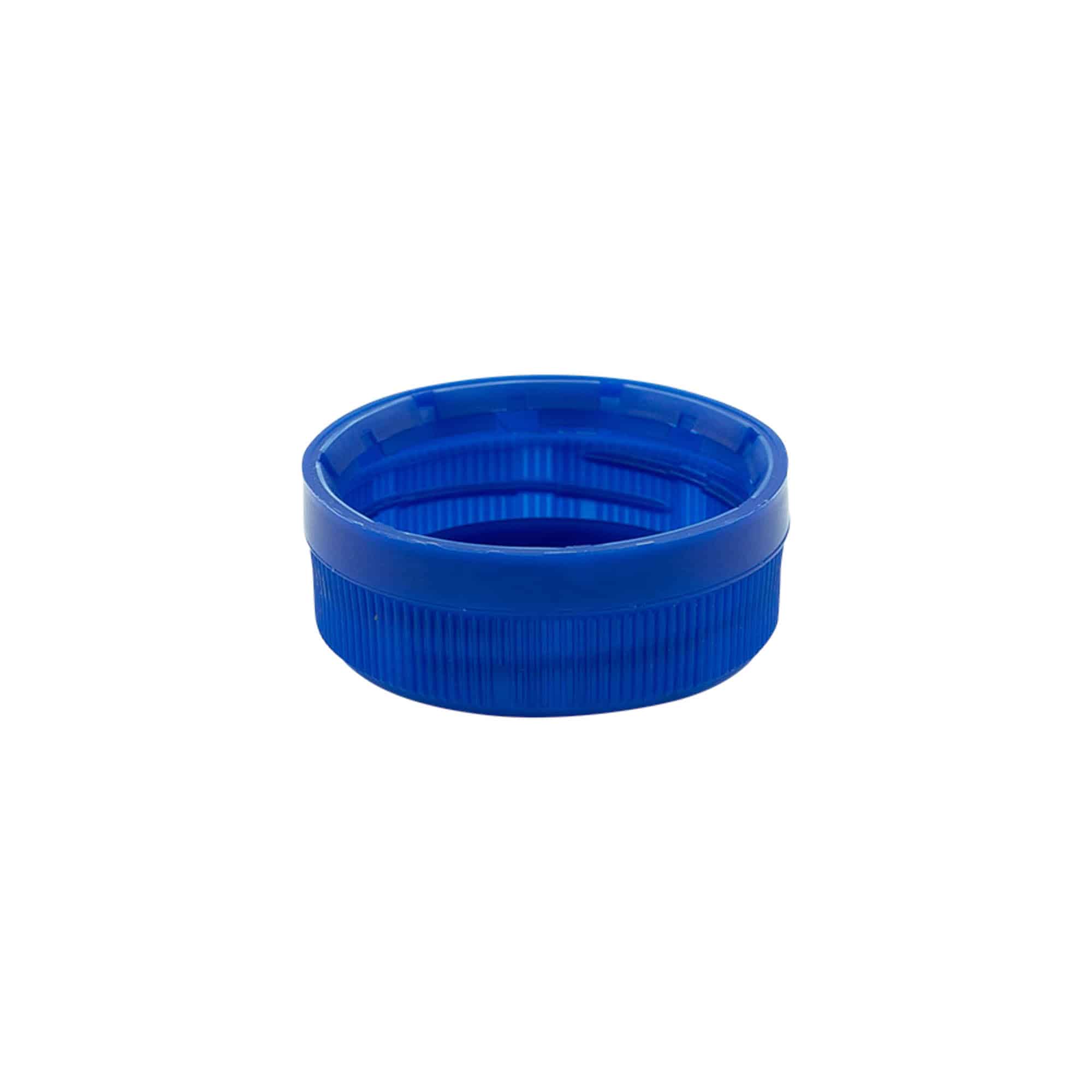 Tampa de rosca com rosca dupla, plástico PE, azul, para boca: PET 38 mm