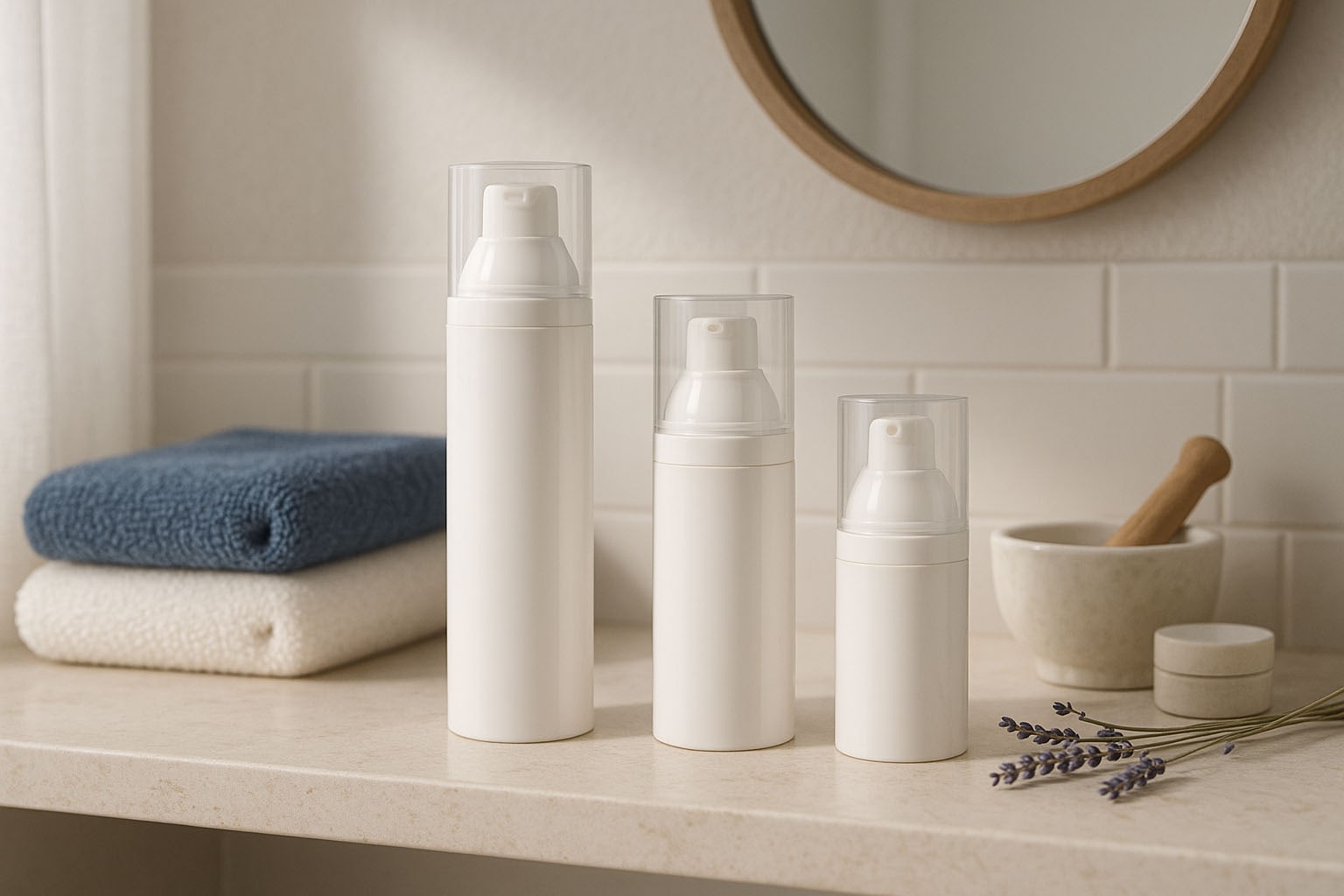 Cabeça de bomba dispensadora airless 'Mezzo', plástico PP, branco