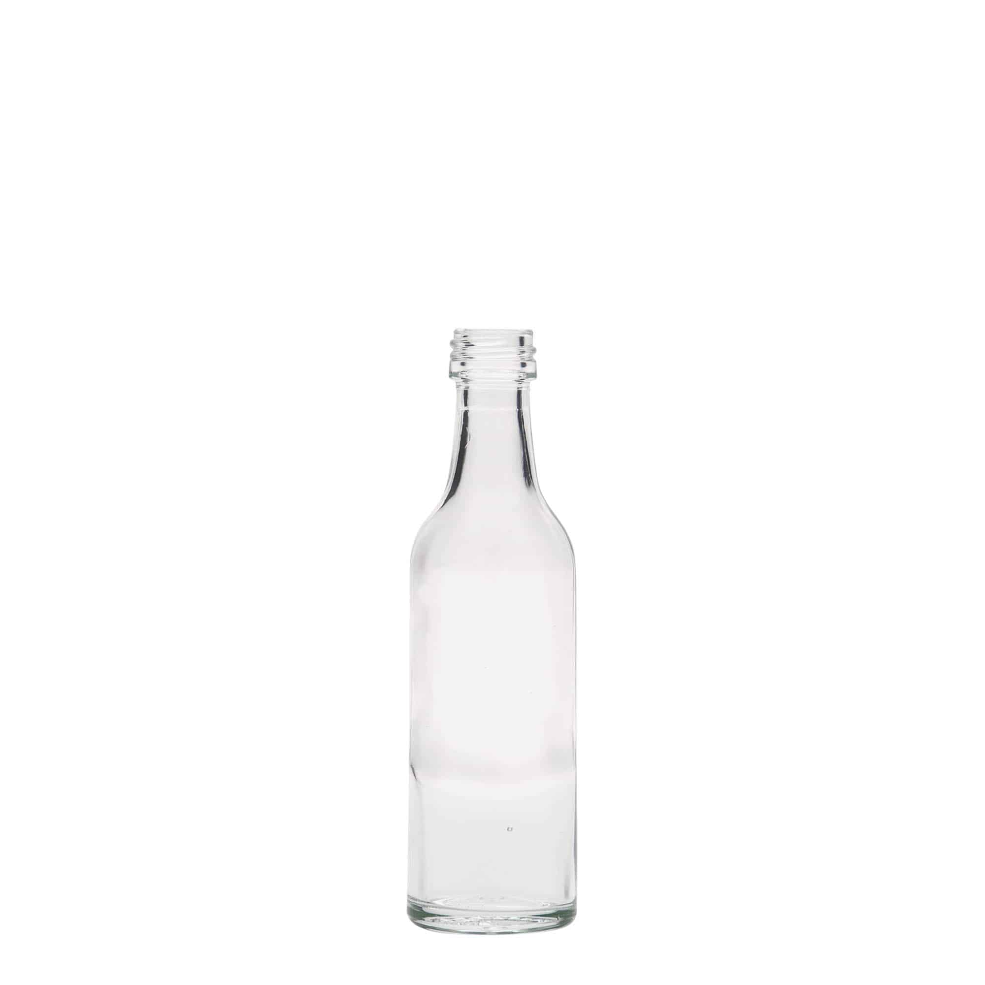 Frasco de vidro de 50 ml com gargalo recto, boca: PP 18