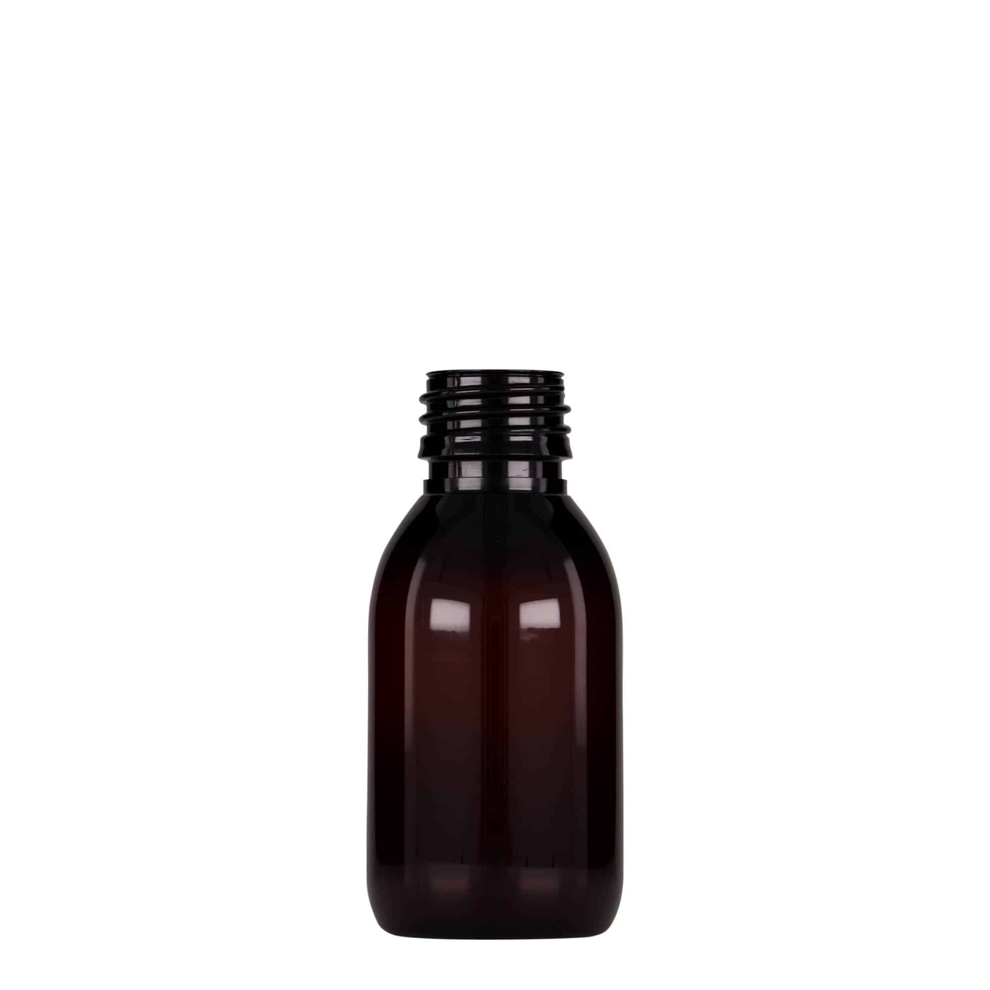 100 ml Frasco de medicamentos PET, castanho, plástico, boca: PP 28 100 ml Frasco de medicamentos PET, castanho, plástico, boca: PP 28