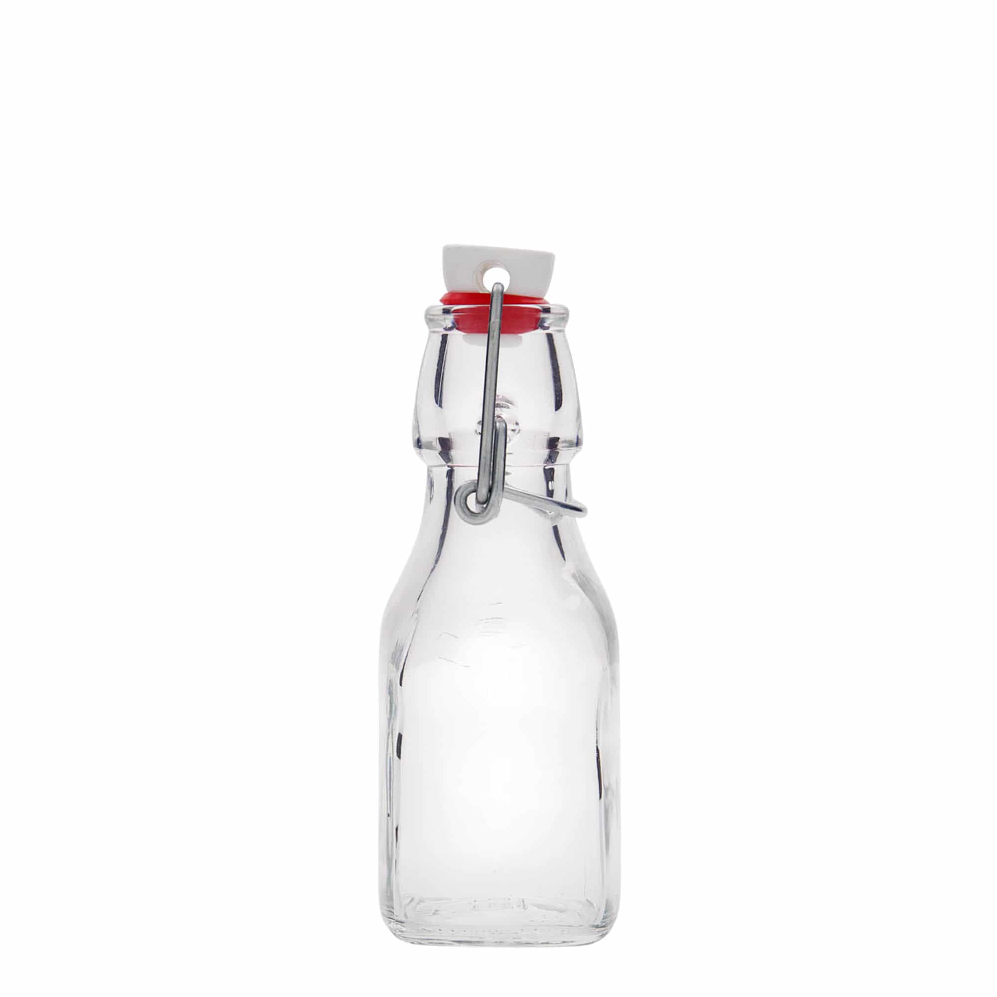 Frasco de vidro de 125 ml 'Swing', quadrado, bocal: fecho de alavanca