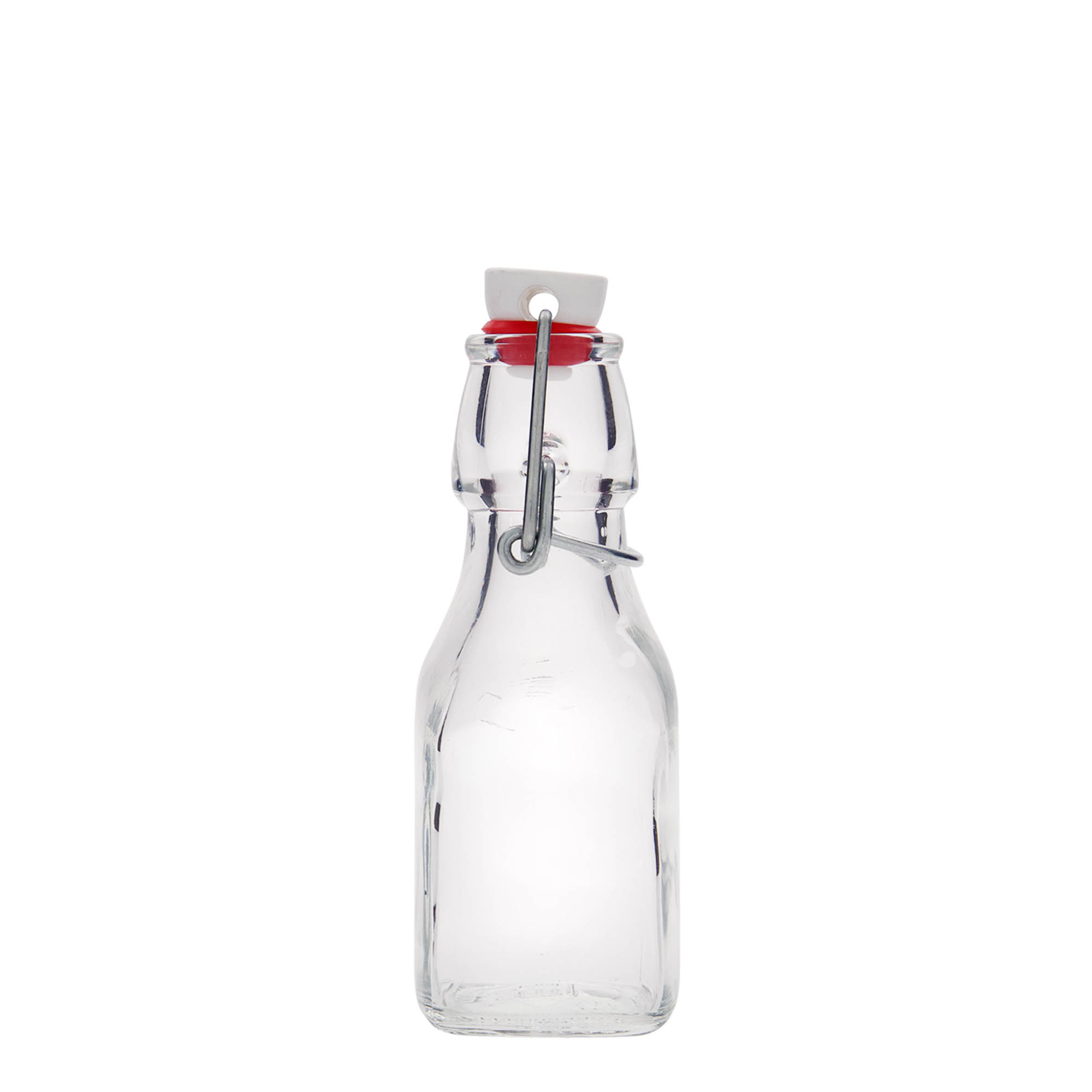 Frasco de vidro de 125 ml 'Swing', quadrado, bocal: fecho de alavanca