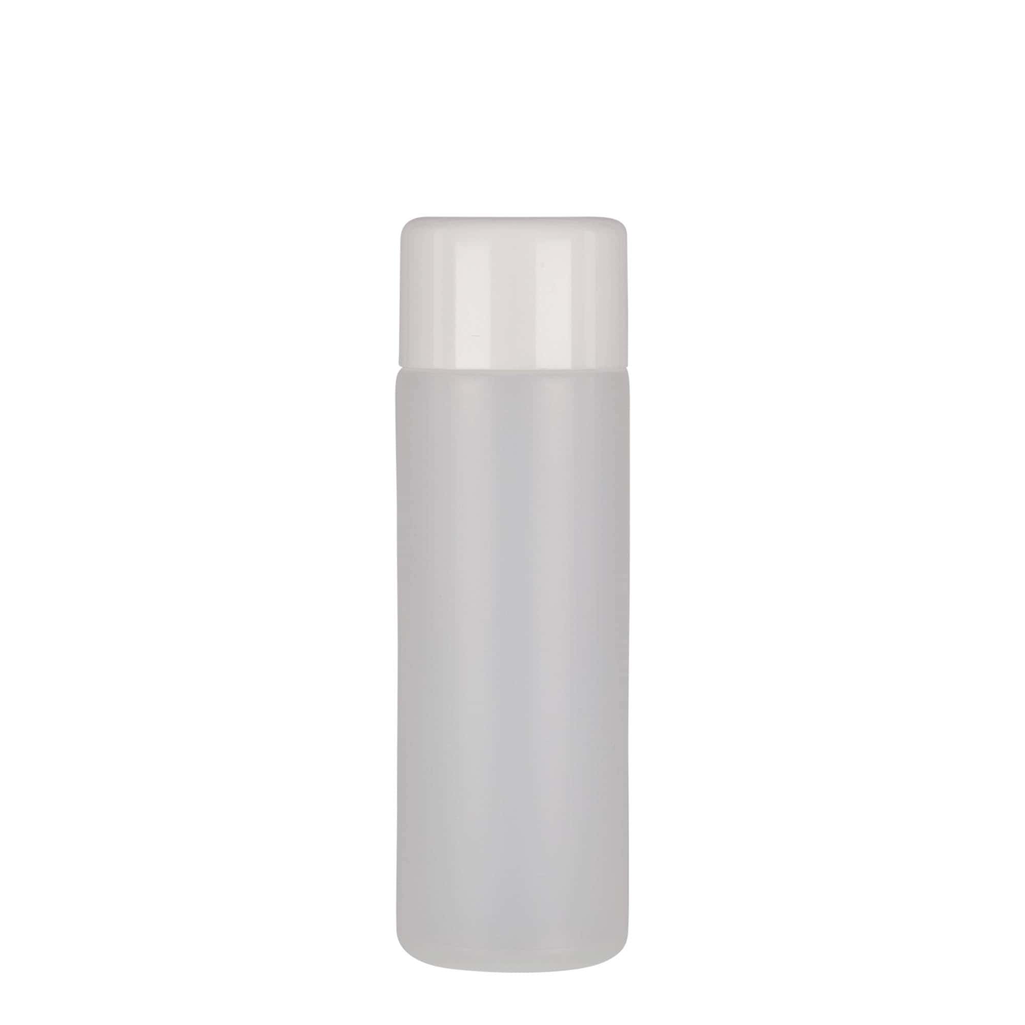 200 ml garrafa redonda, plástico PE, natural, abertura: tampa de rosca