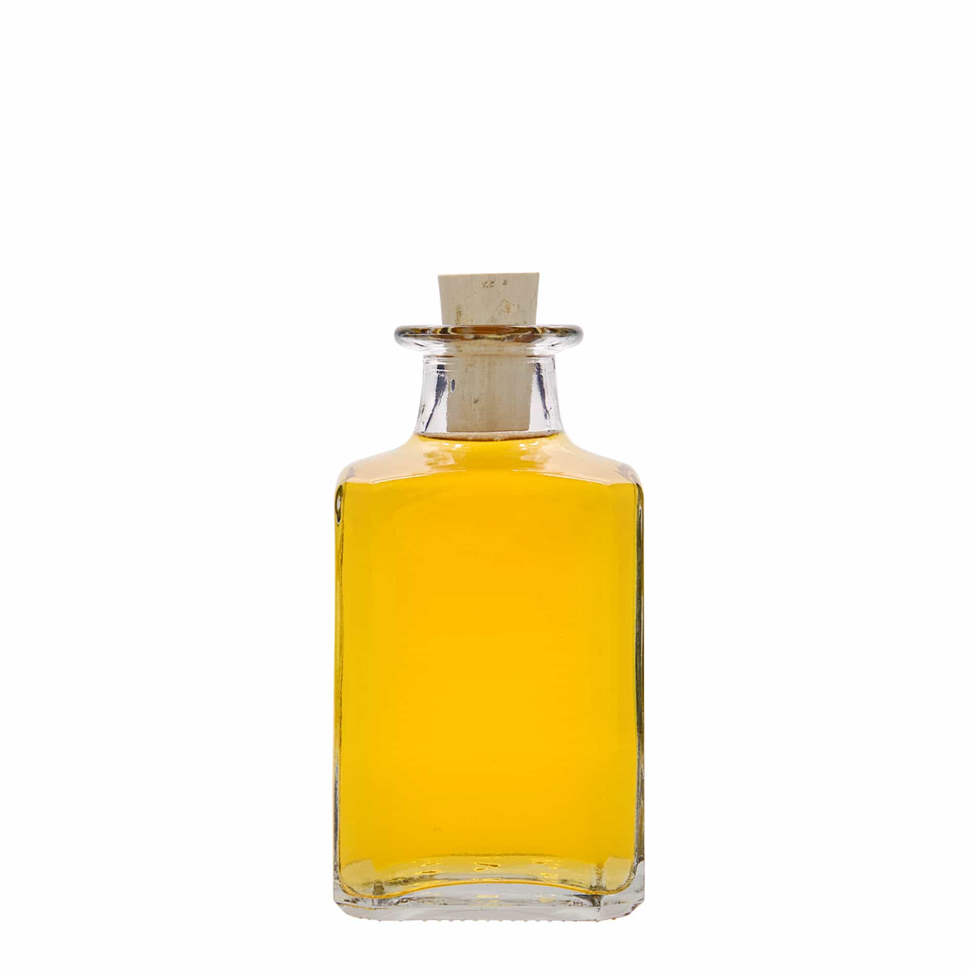 250 ml Garrafa de vidro 'Torben', quadrada, boca: Cortiça