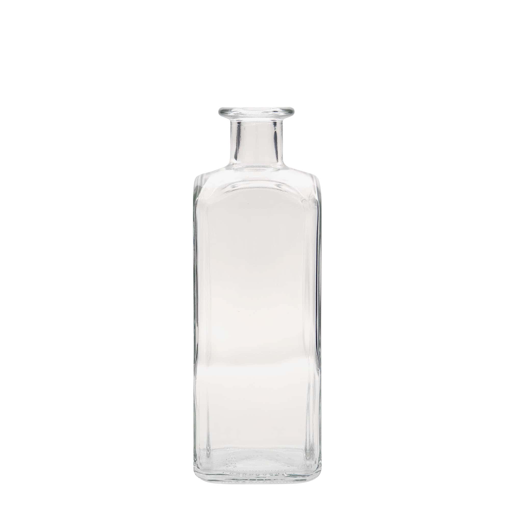 Garrafa de vidro de 500 ml Apotheker Carré, quadrada, boca: cortiça