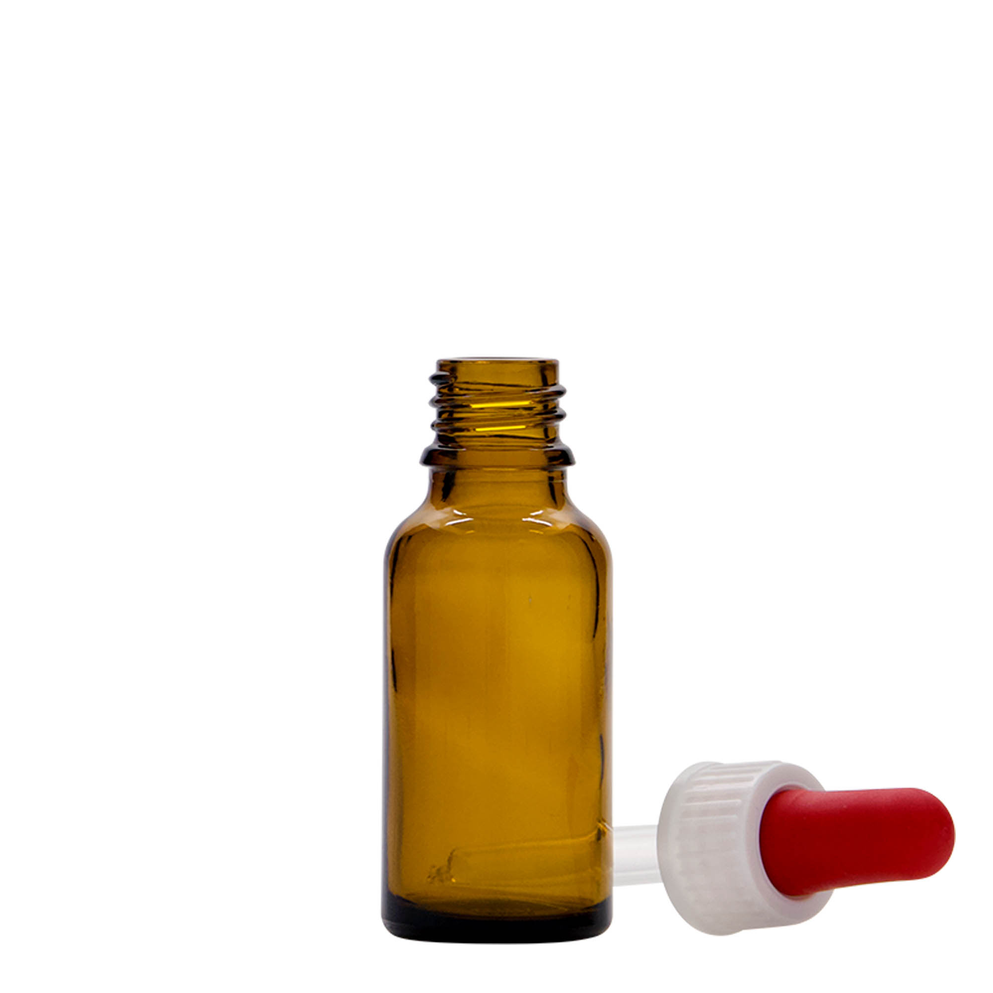 Frasco conta-gotas de 20 ml para medicamentos, vidro, castanho, bocal: DIN 18