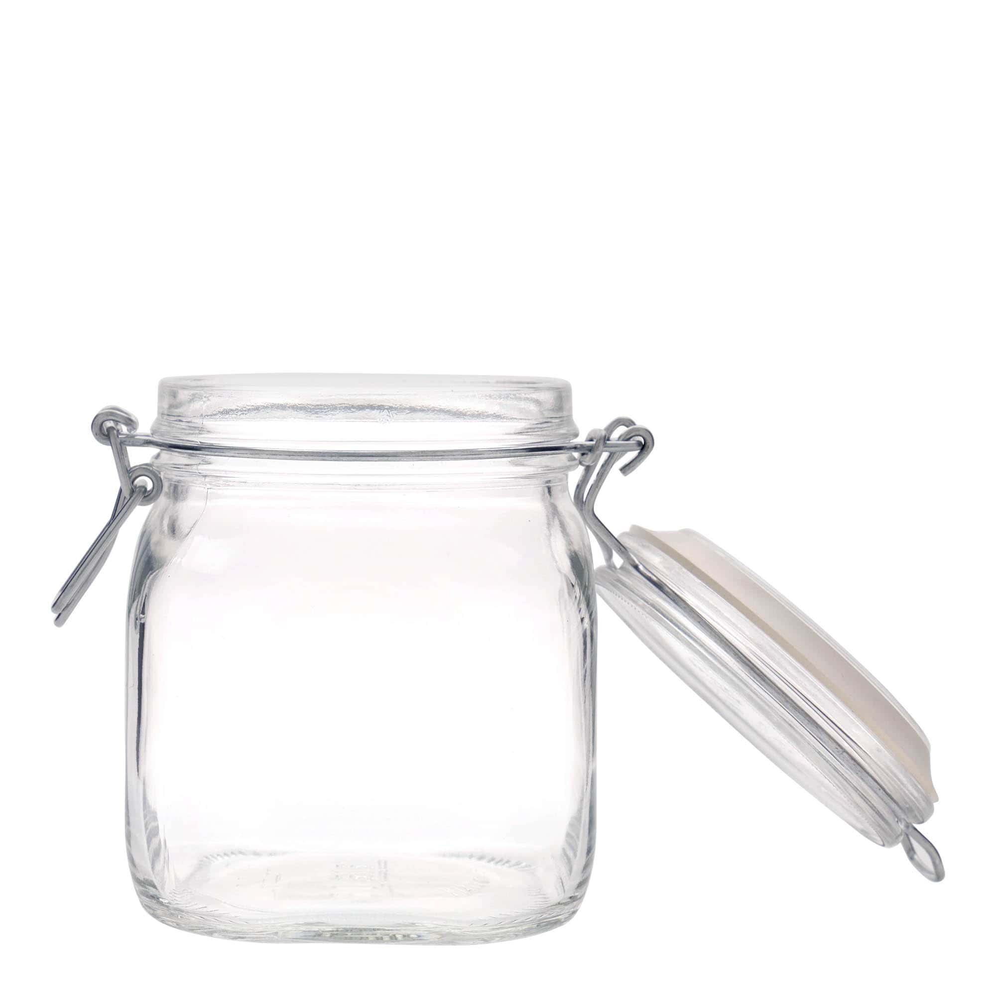 750 ml frasco de vidro com fecho de arame 'Fido', quadrado, abertura: fecho de arame