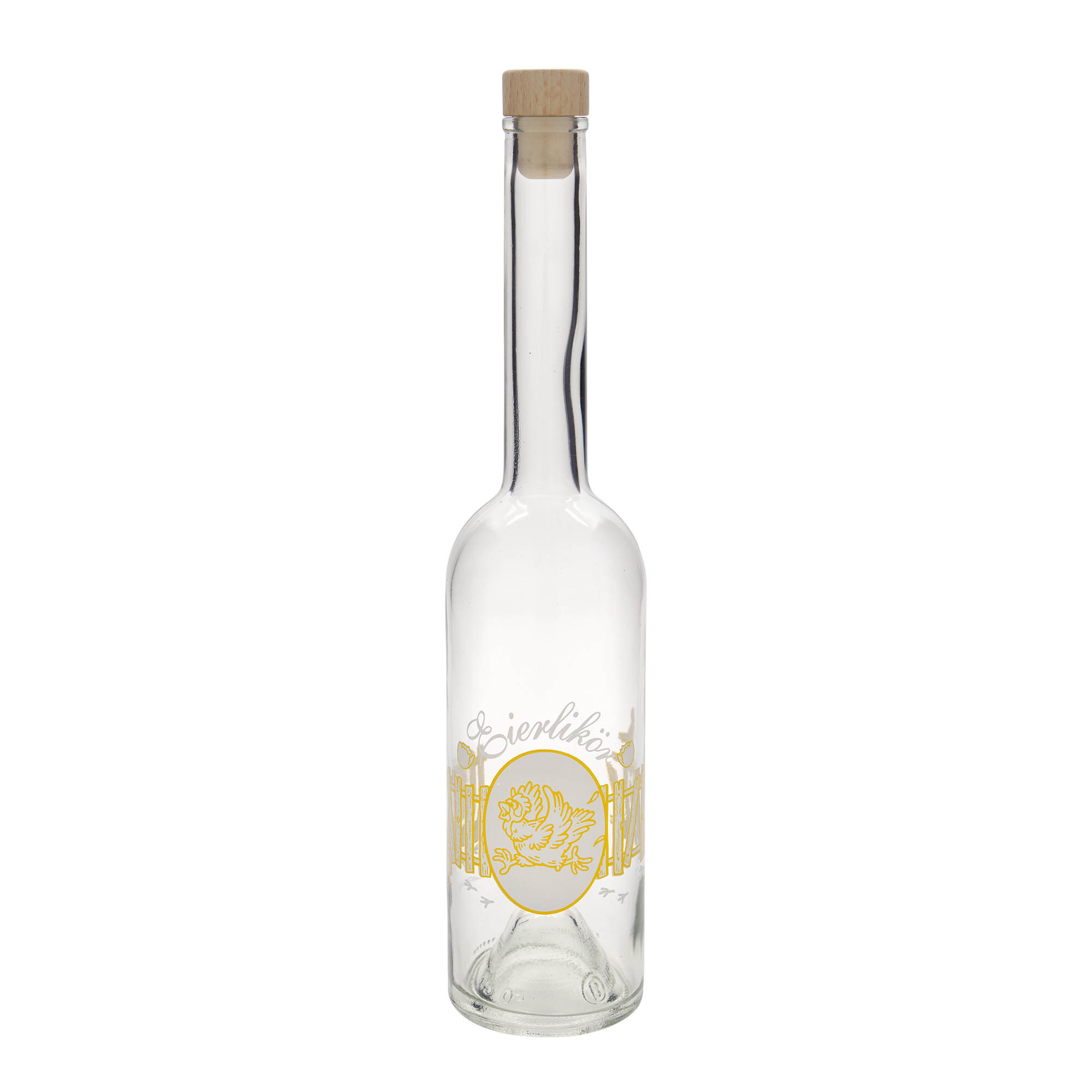 Garrafa de vidro de 500 ml 'Opera', motivo: licor de ovo, boca: cortiça Garrafa de vidro de 500 ml 'Opera', motivo: licor de ovo, boca: cortiça