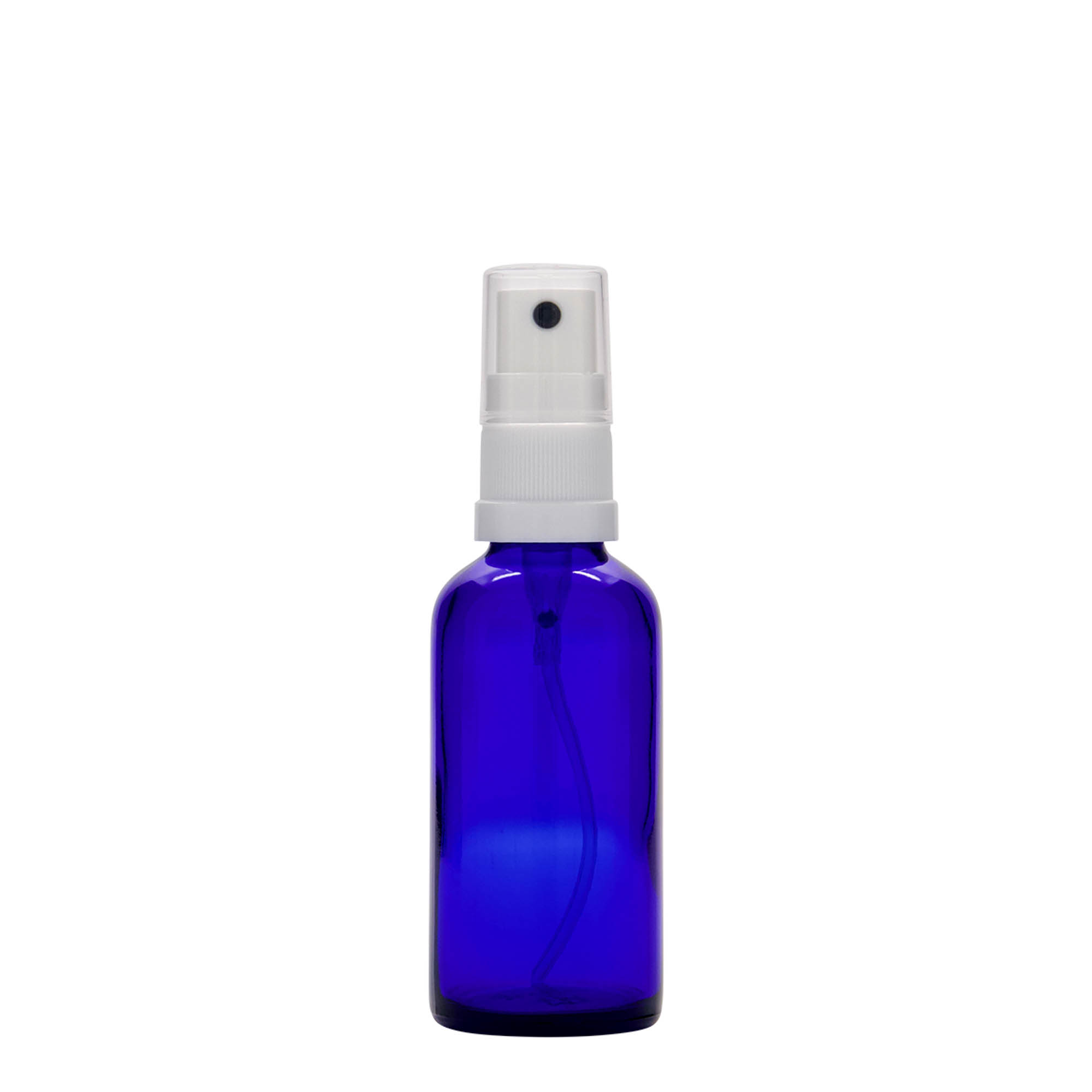 Frasco de spray de 50 ml, vidro, azul royal, bocal: DIN 18 Frasco de spray de 50 ml, vidro, azul royal, bocal: DIN 18
