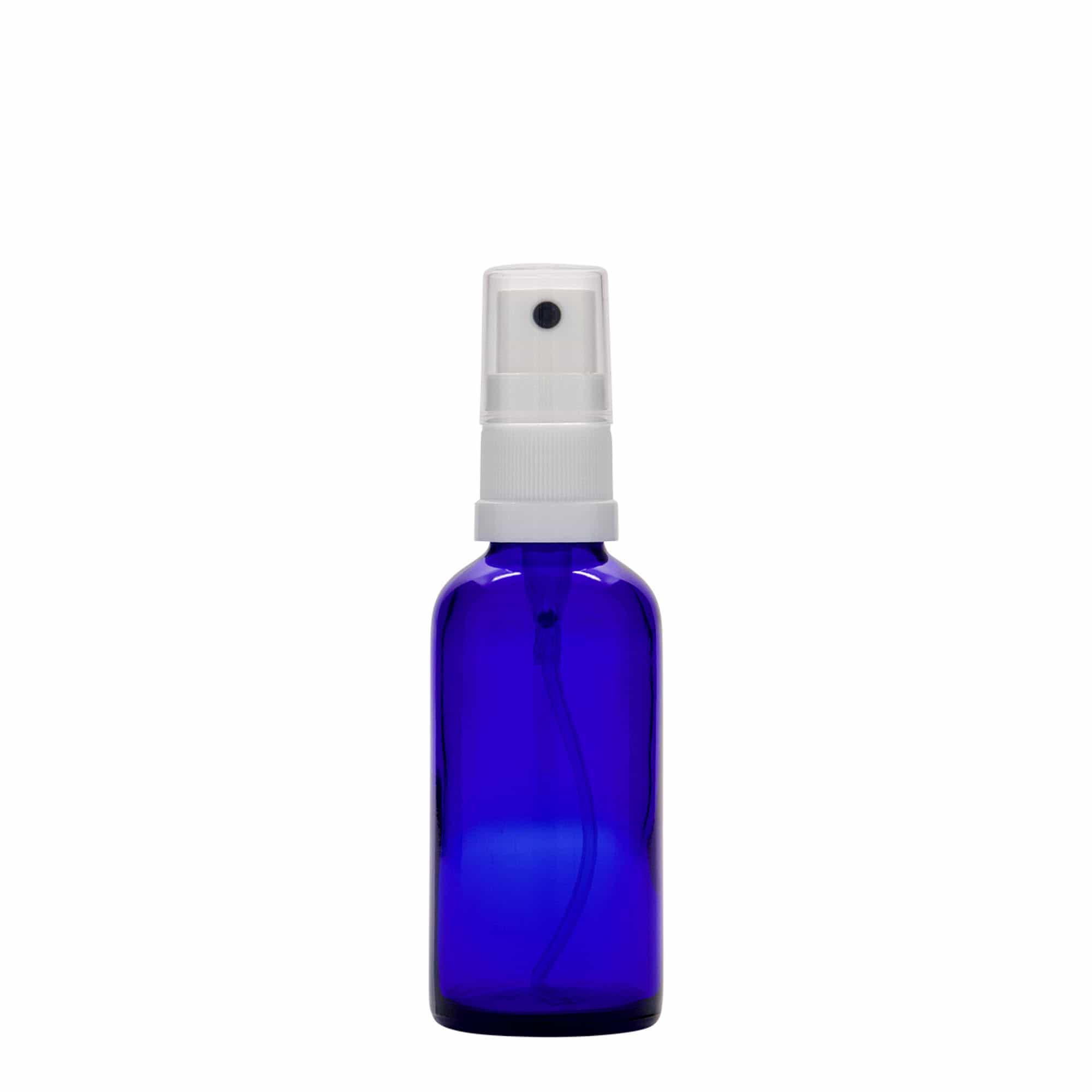 Frasco de spray de 50 ml, vidro, azul royal, bocal: DIN 18