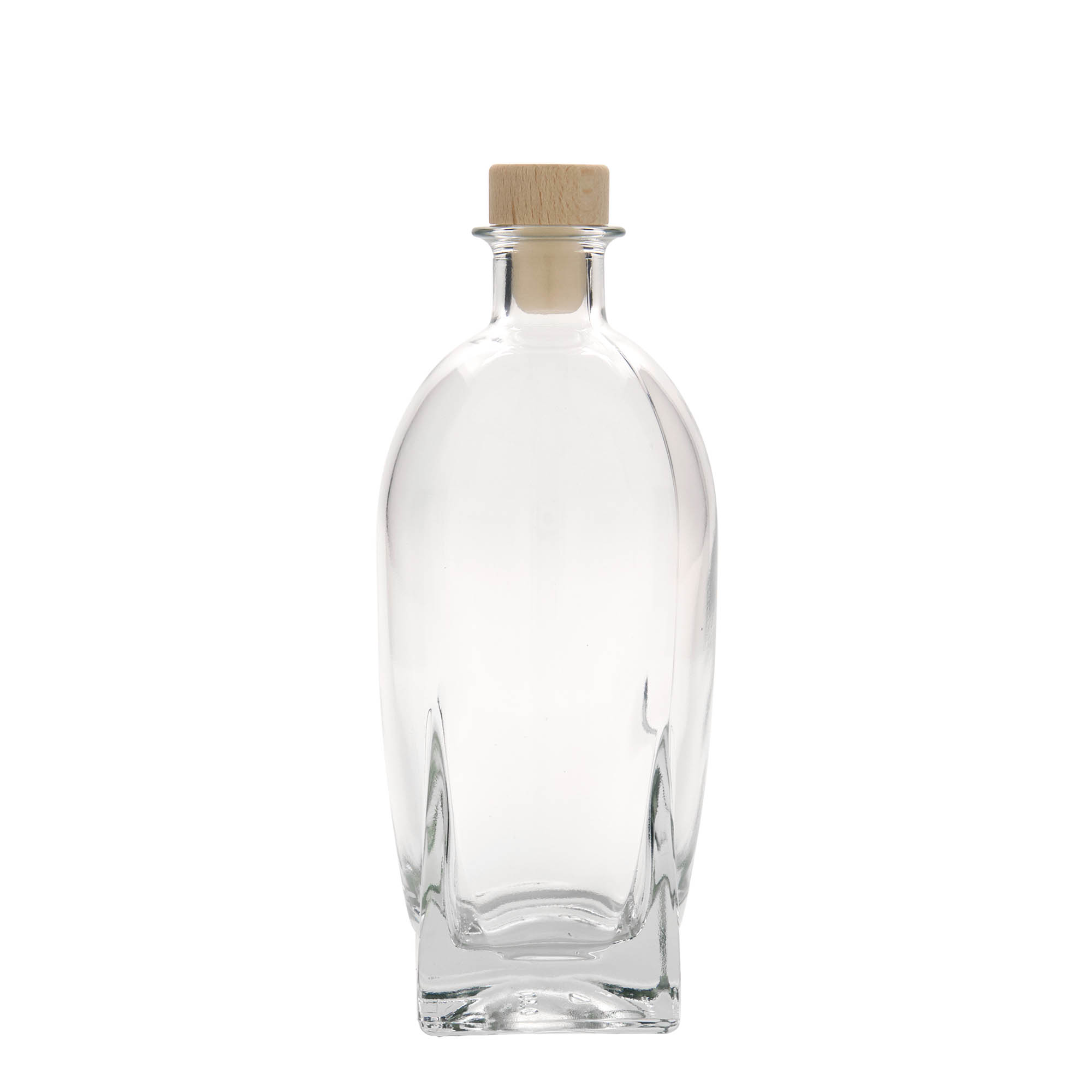 Garrafa de vidro de 500 ml 'Zino', quadrada, boca: cortiça