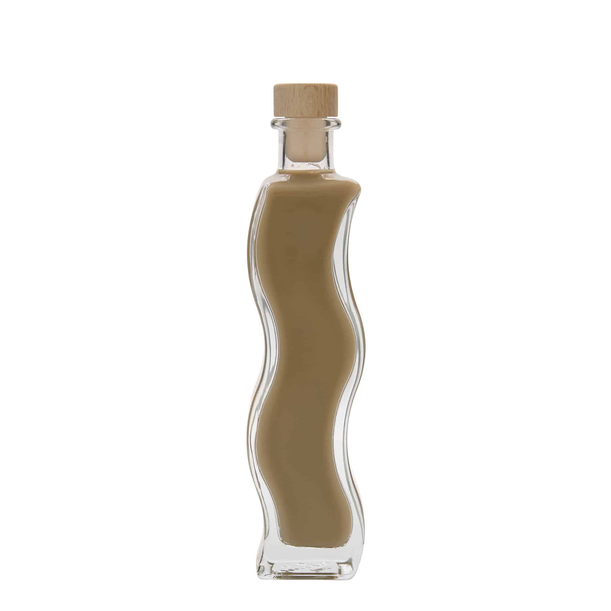 200 ml Garrafa de vidro 'Onda', quadrada, boca: Cortiça