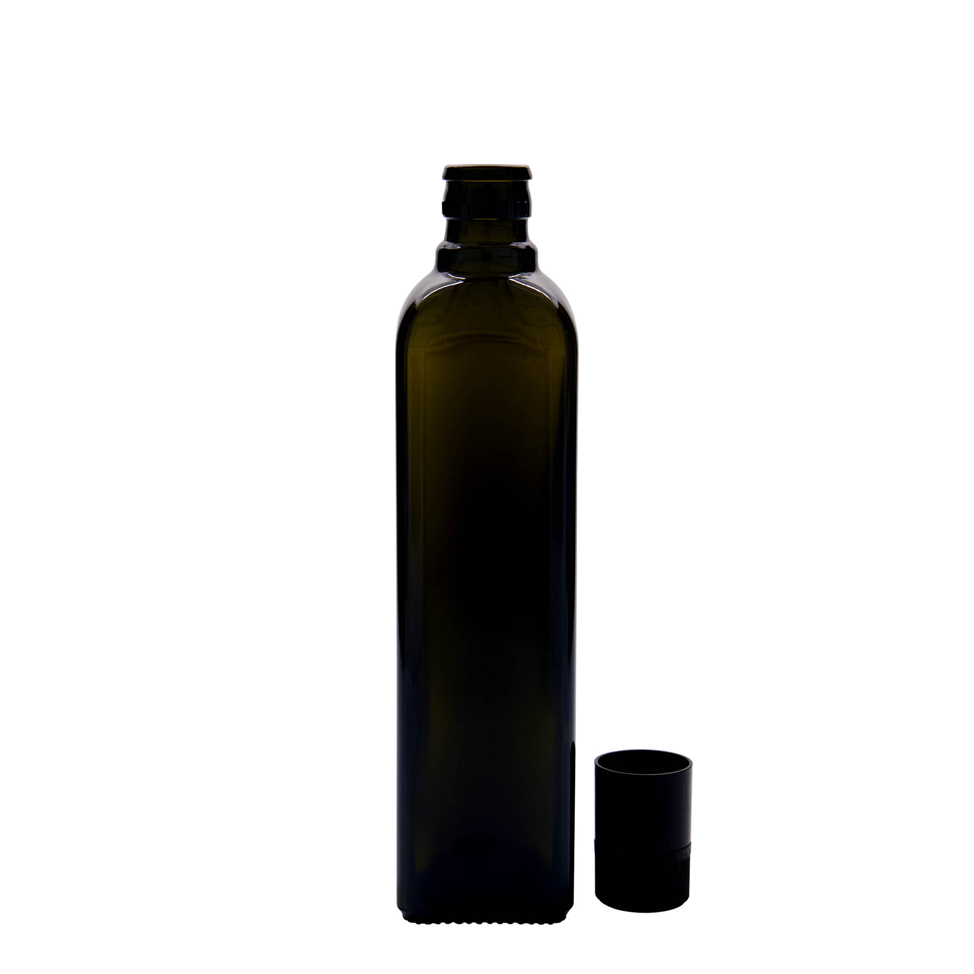 Garrafa de vinagre/óleo 'Quadra' 500 ml, vidro, quadrada, verde antigo, bocal: DOP Garrafa de vinagre/óleo 'Quadra' 500 ml, vidro, quadrada, verde antigo, bocal: DOP