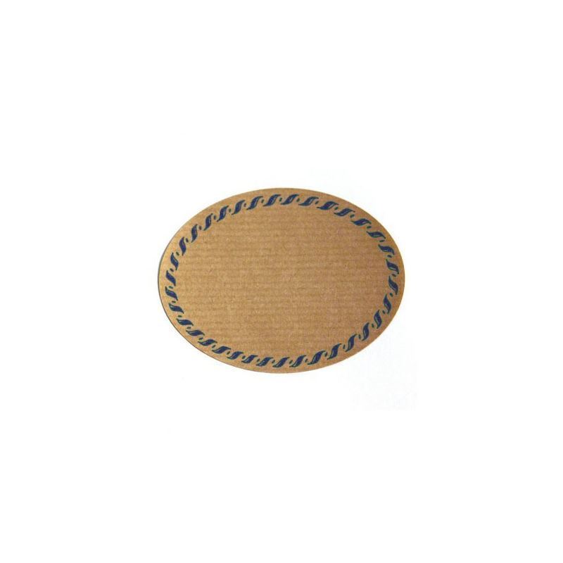 Etiqueta natural 'Borda de cordão', oval, papel, azul-marron Etiqueta natural 'Borda de cordão', oval, papel, azul-marron