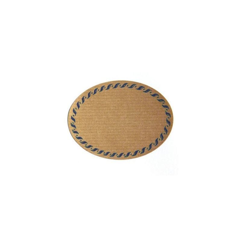 Etiqueta natural 'Borda de cordão', oval, papel, azul-marron