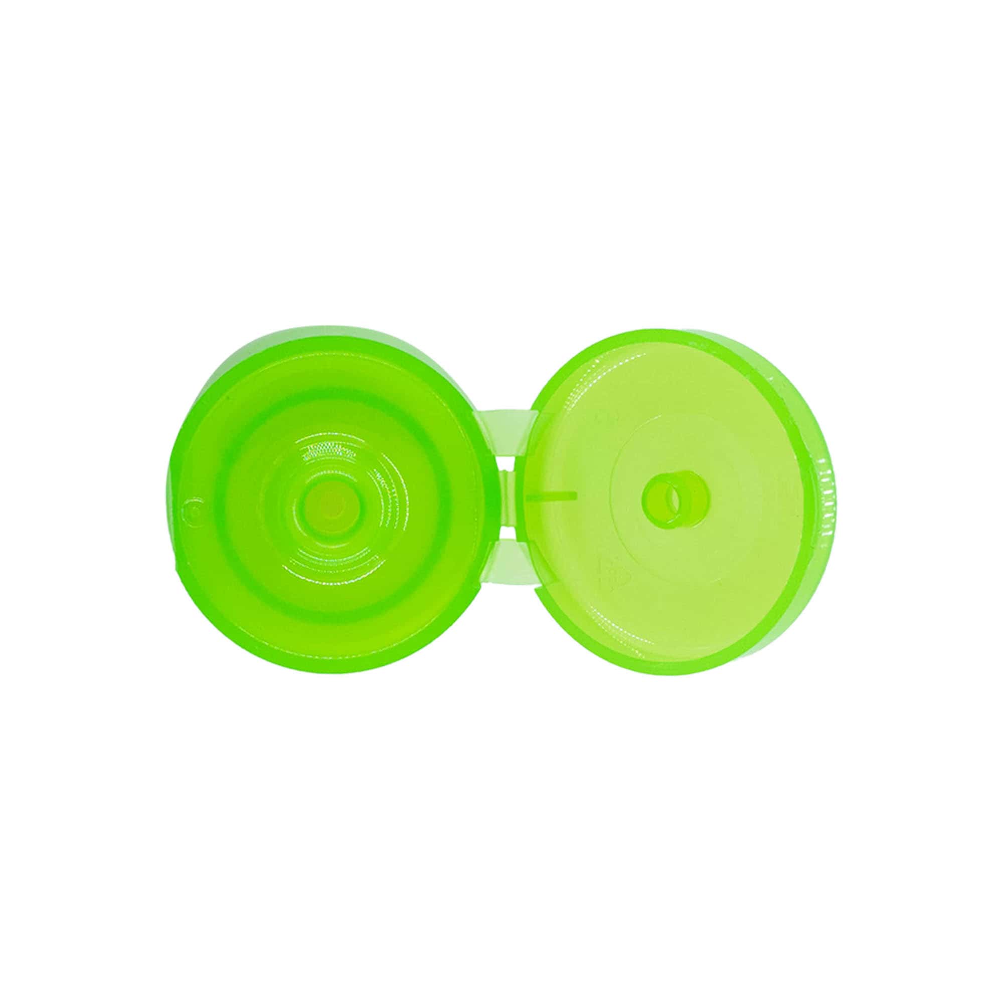 Tampa de rosca com dobradiça articulada, plástico PP, verde, para bocal: 24/410