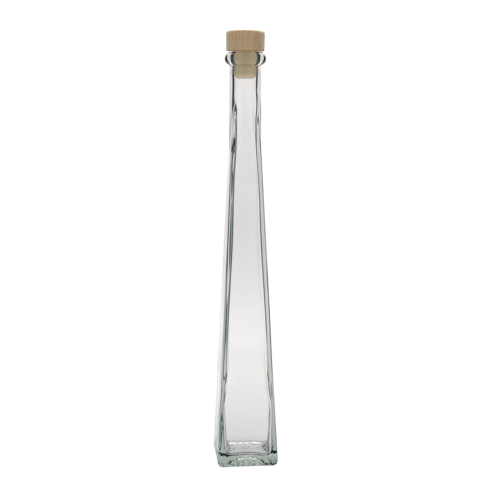 Garrafa de vidro de 200 ml 'Dama Quadrato', quadrada, bocal: cortiça