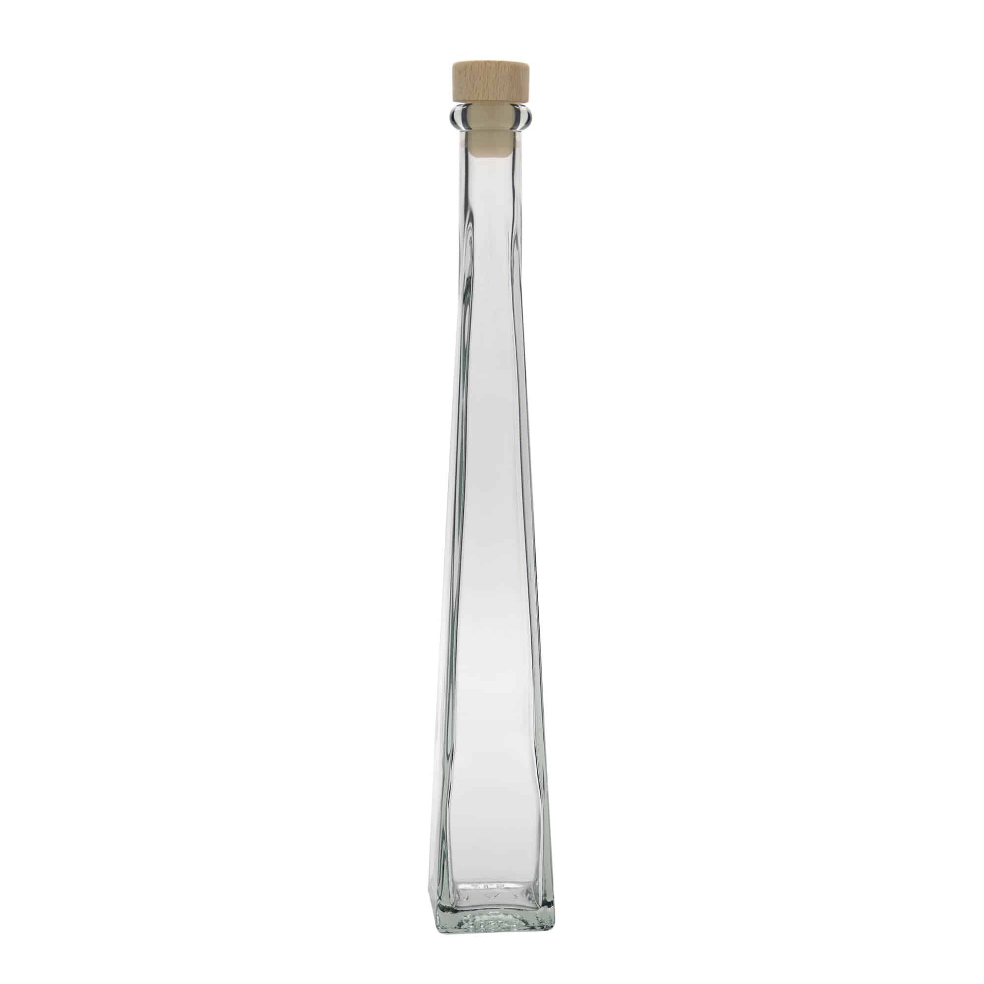 Garrafa de vidro de 200 ml 'Dama Quadrato', quadrada, bocal: cortiça